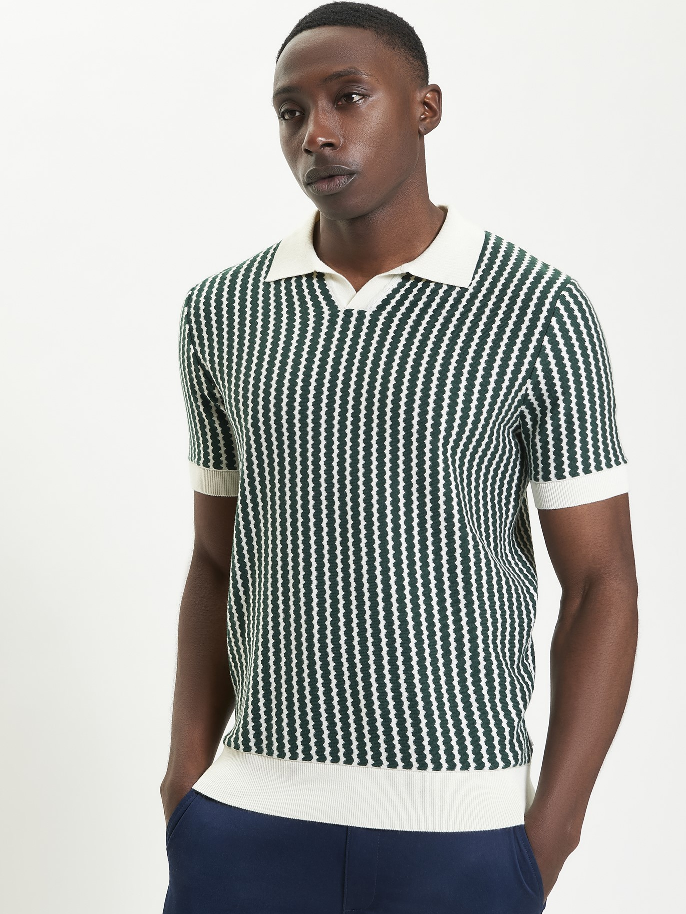 Ben Sherman Wave Knit Polo Shirt Green