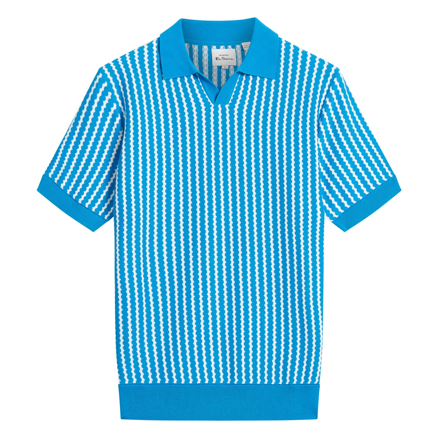 Ben Sherman Wave Knit Polo Shirt Blue