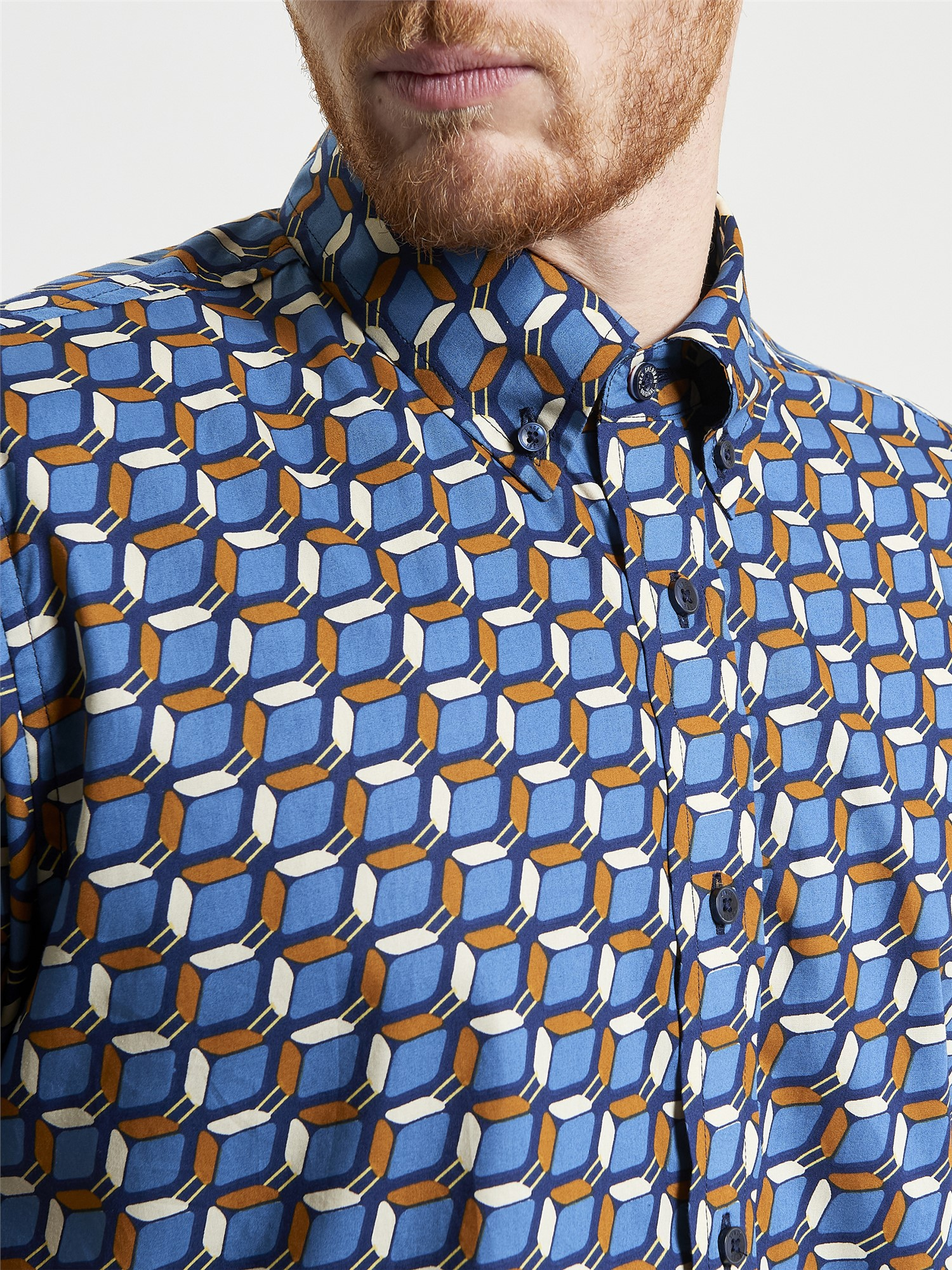 Ben Sherman Retro Geo Shirt Navy