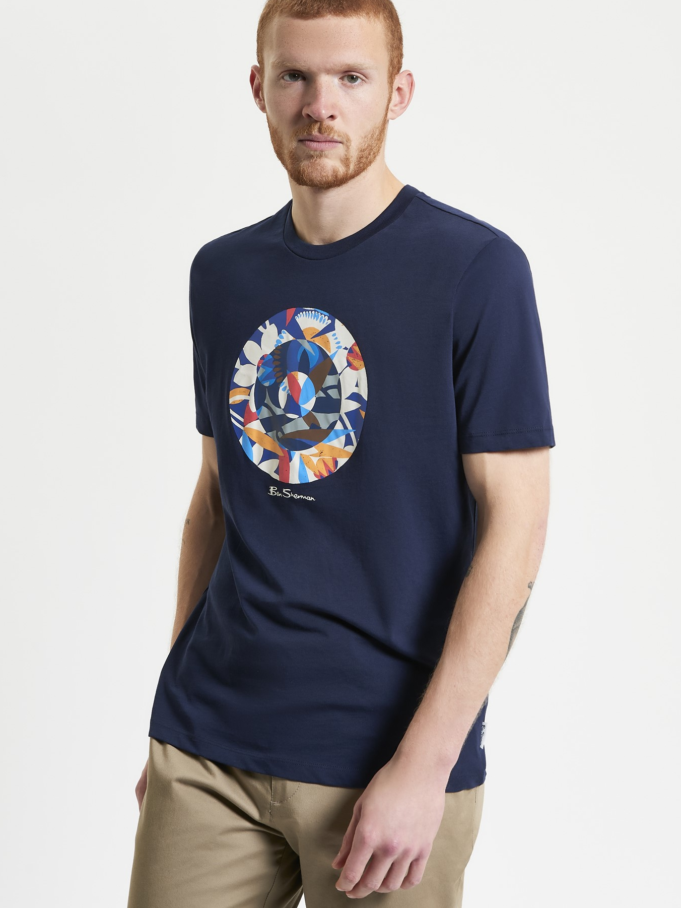 Ben Sherman Tropical Target T-Shirt Navy