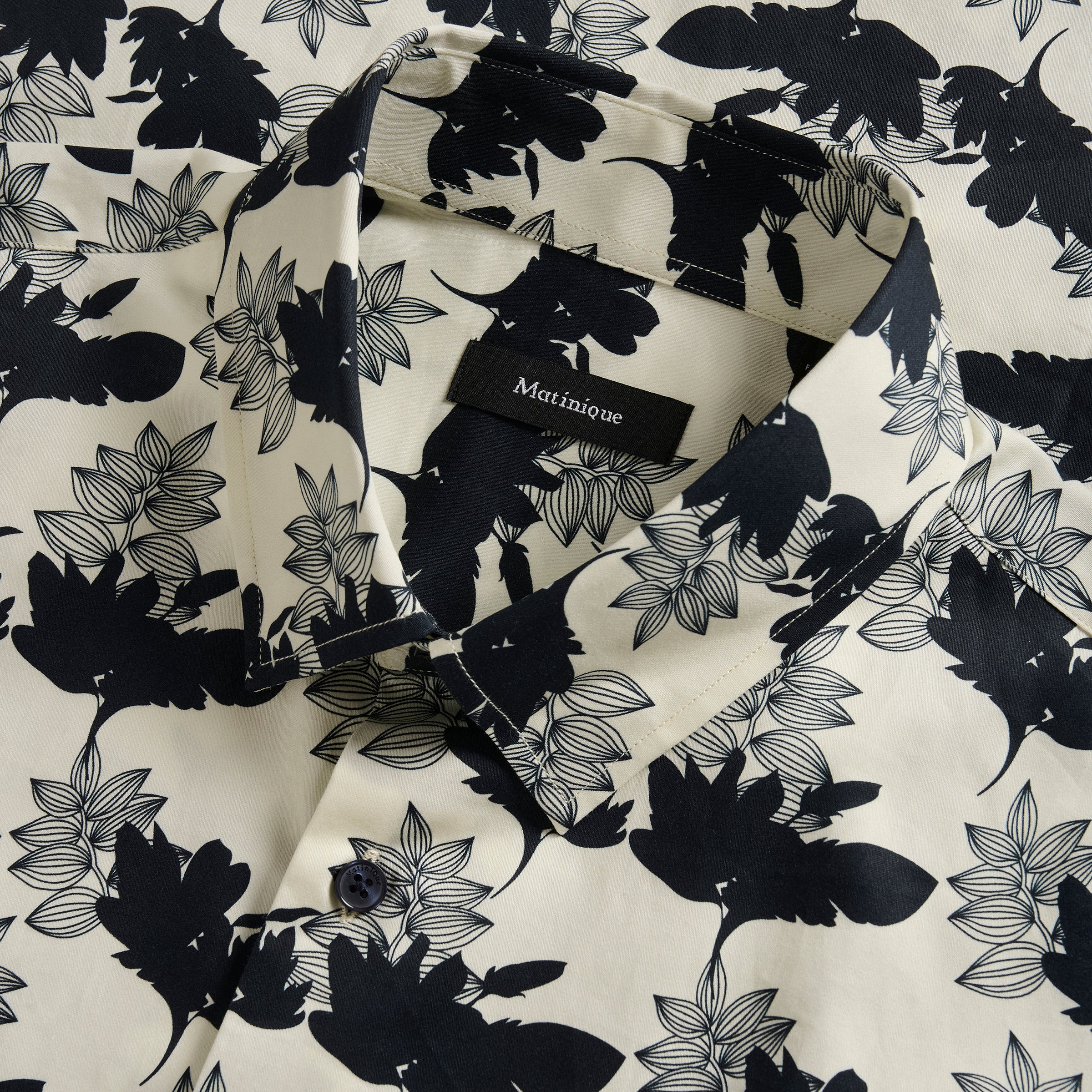 Matinique Floral Print Shirt Cream/Navy