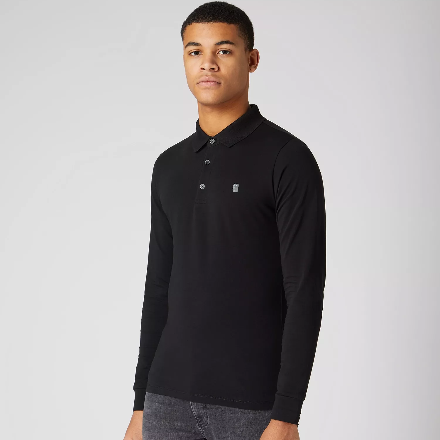Remus Uomo Long Sleeve Polo Shirt Black