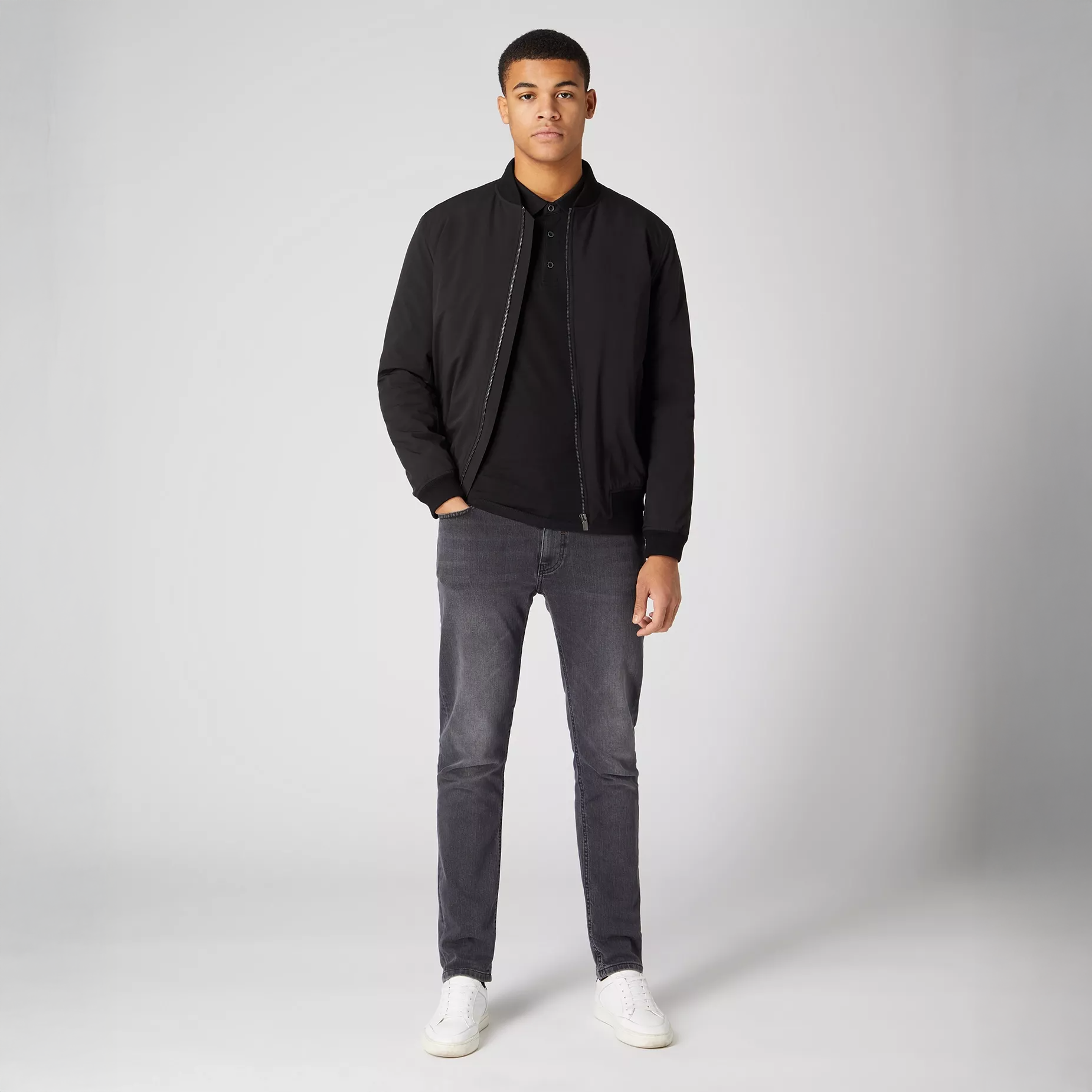 Remus Uomo Long Sleeve Polo Shirt Black