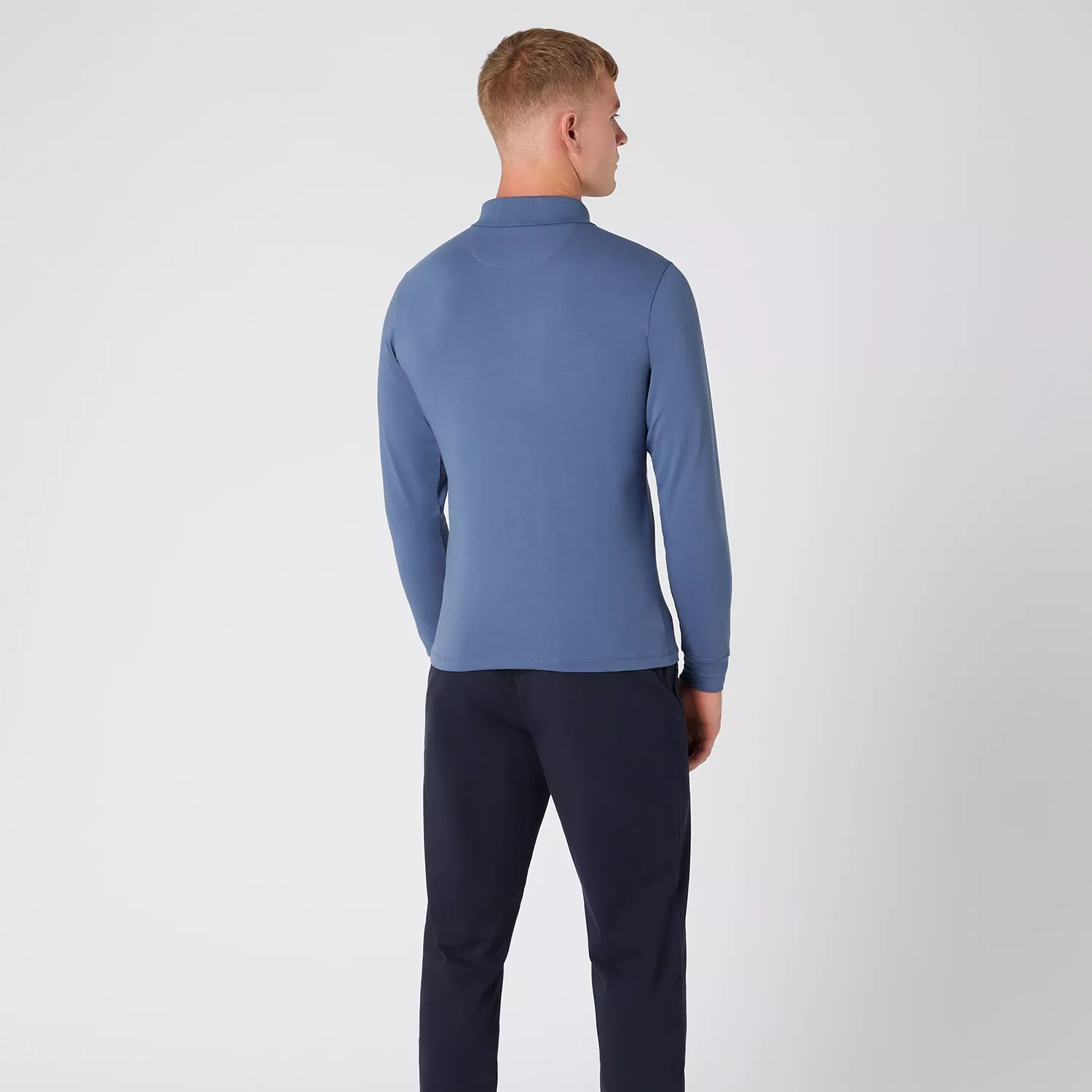 Remus Uomo Long Sleeve Polo Shirt Blue