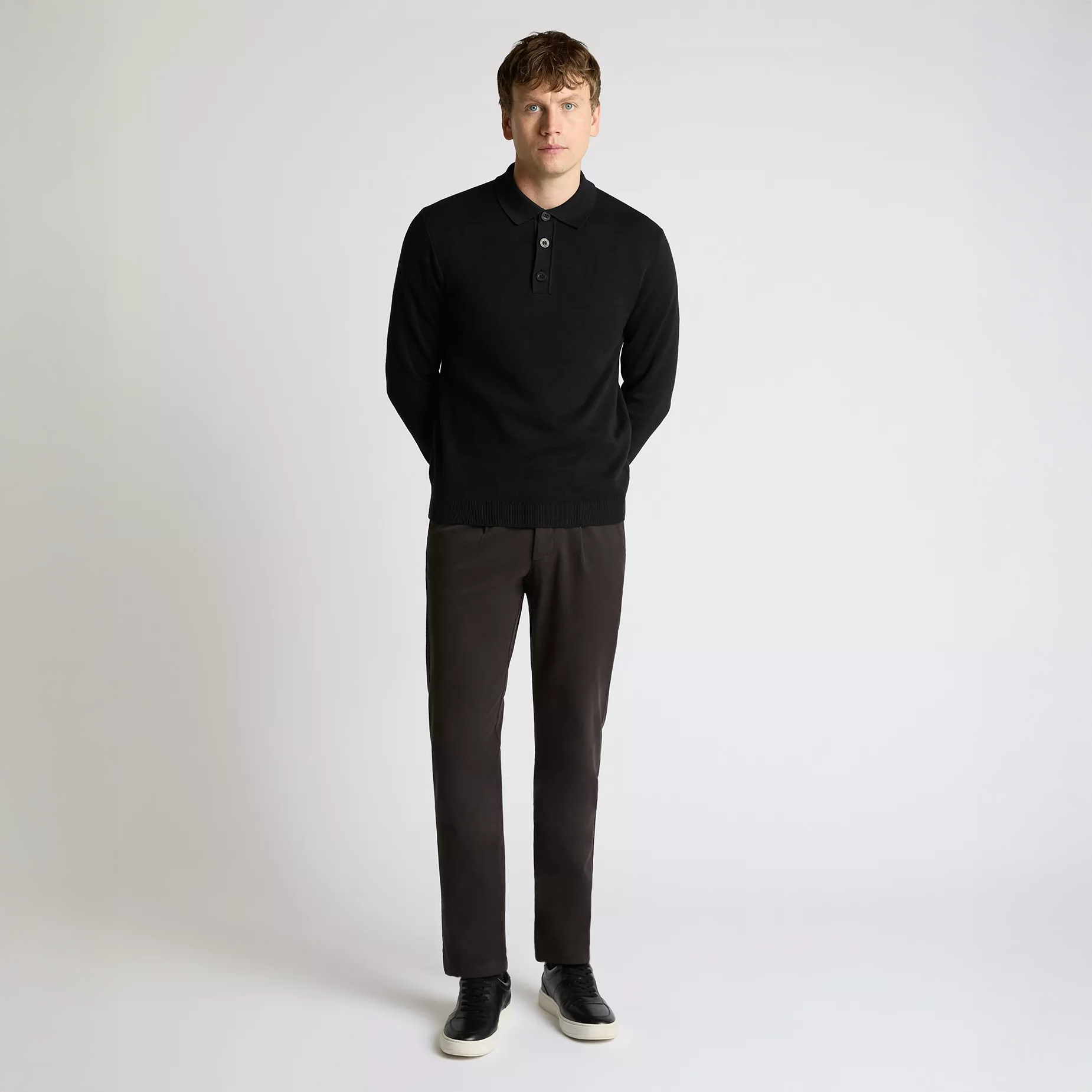 Remus Uomo Knitted Polo Shirt Black