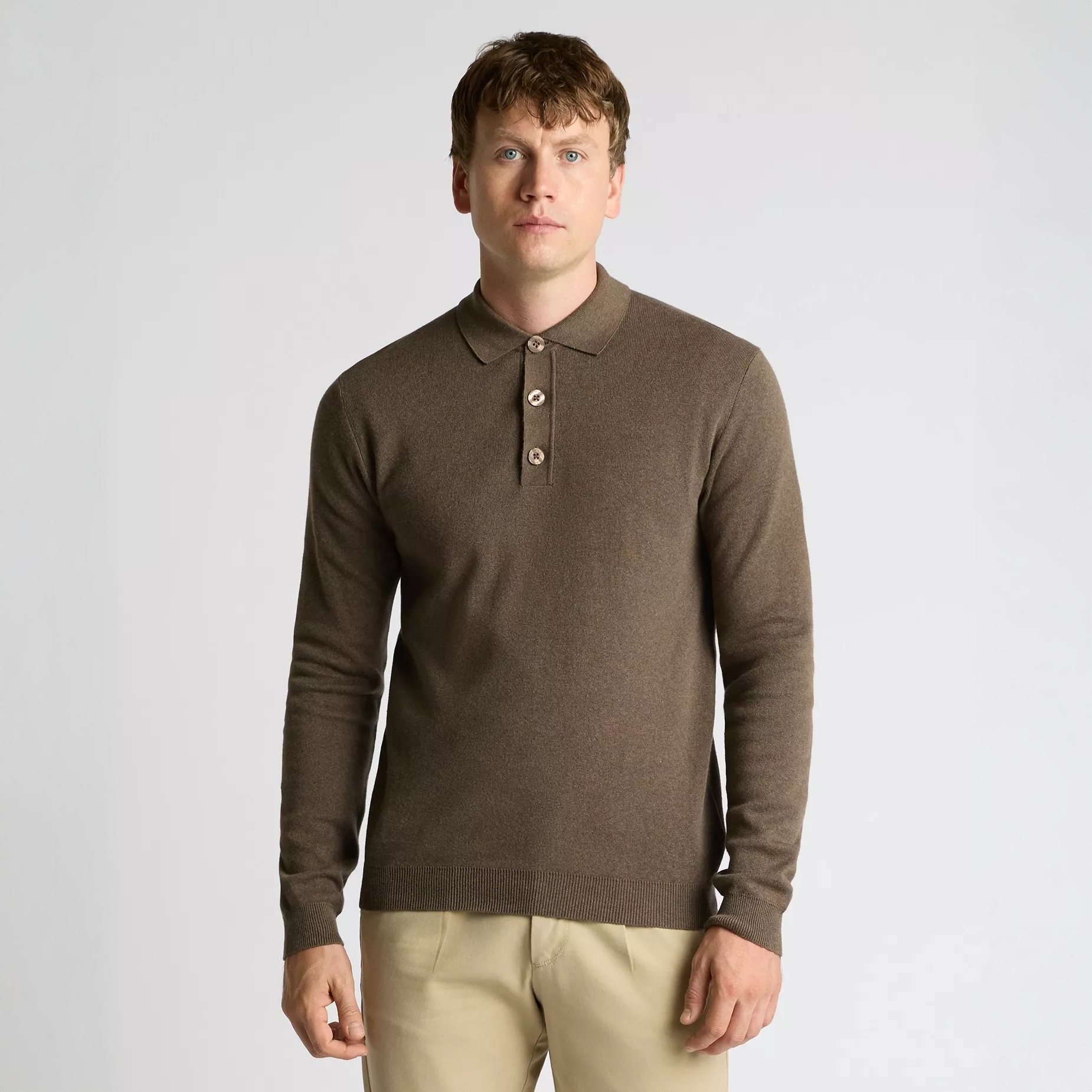 Remus Uomo Knitted Polo Shirt Brown