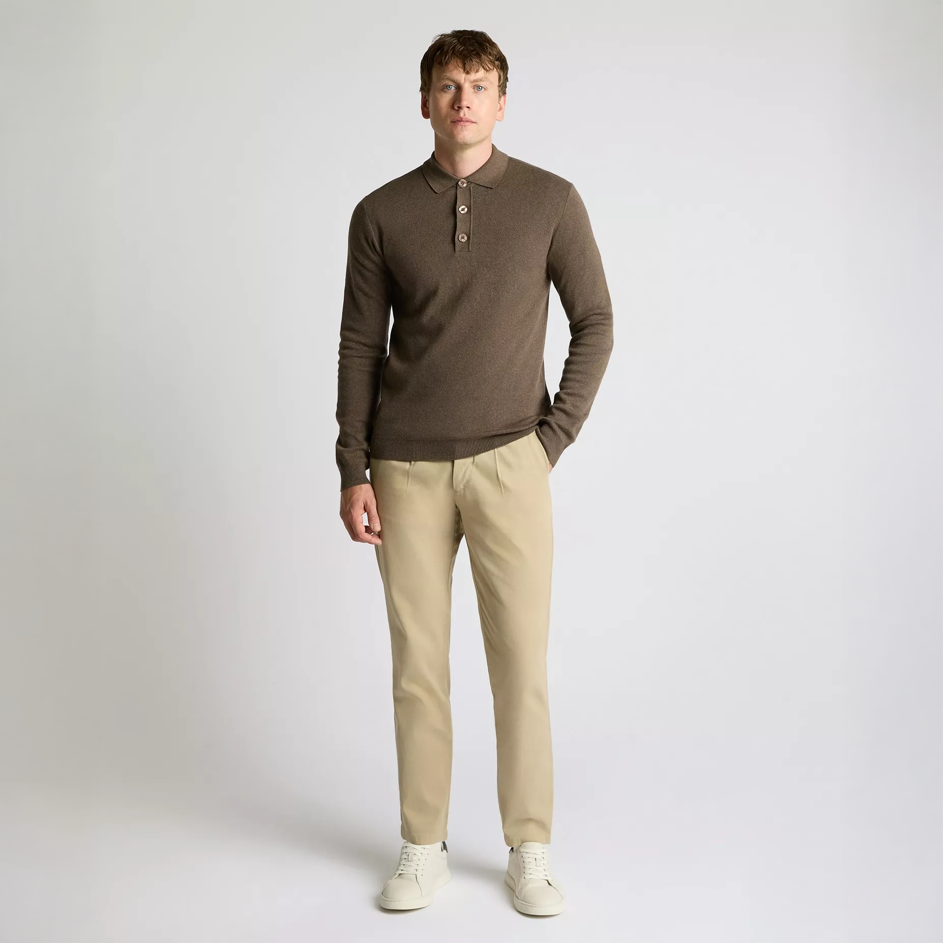 Remus Uomo Knitted Polo Shirt Brown