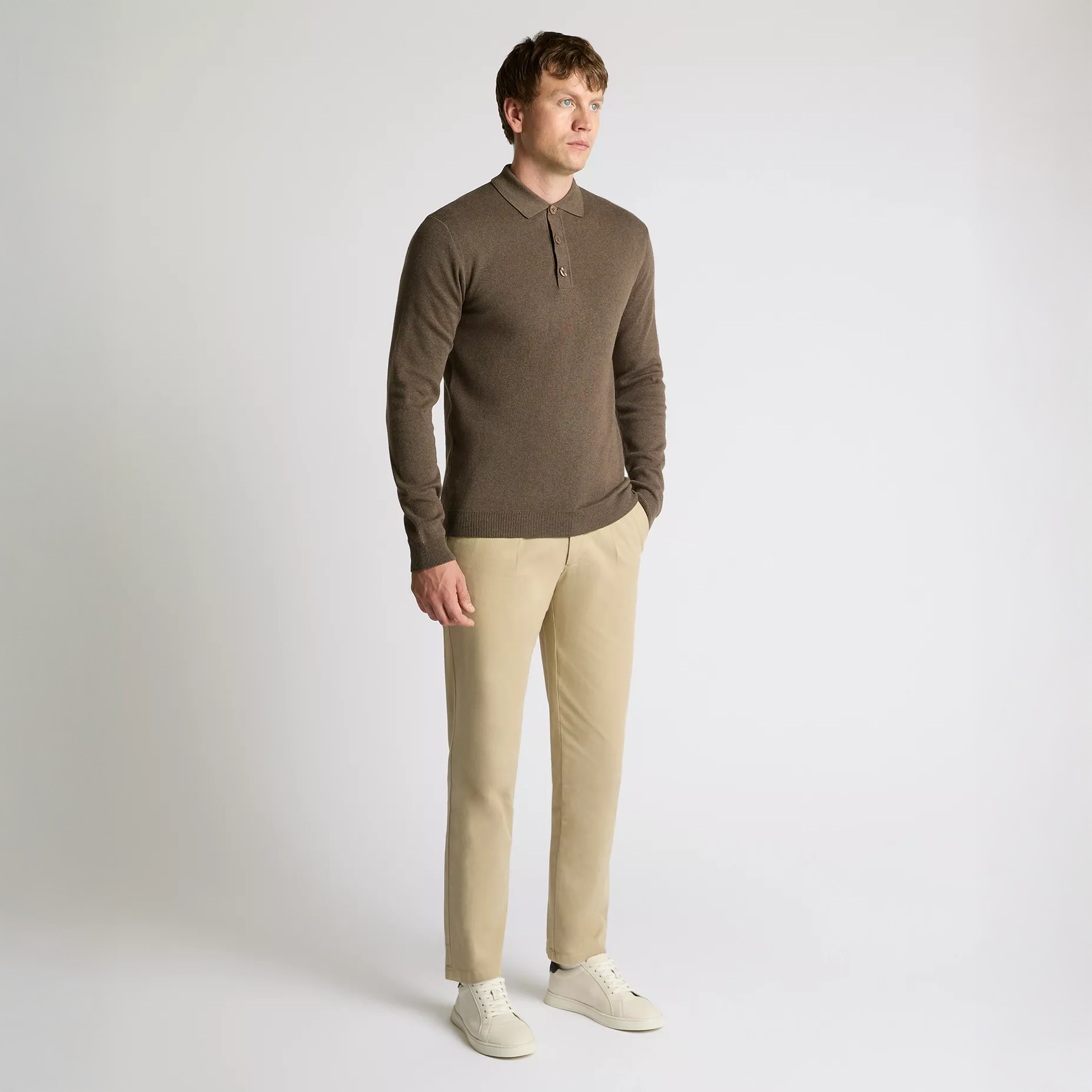 Remus Uomo Knitted Polo Shirt Brown