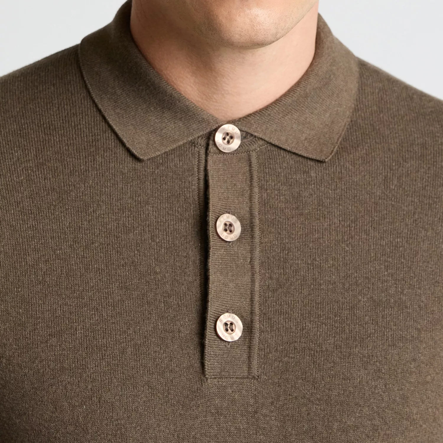 Remus Uomo Knitted Polo Shirt Brown