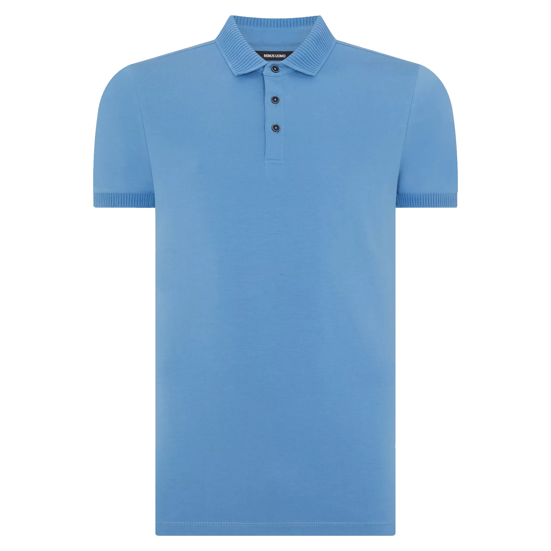 Remus Uomo Ribbed Collar Polo Shirt Sky