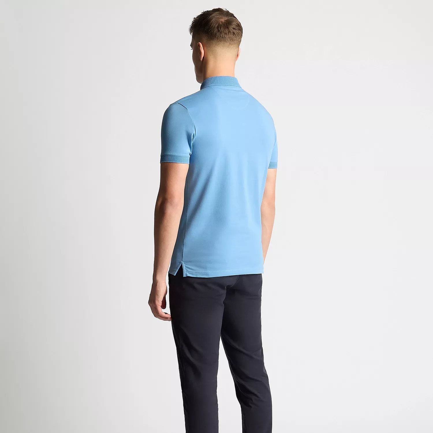 Remus Uomo Ribbed Collar Polo Shirt Sky