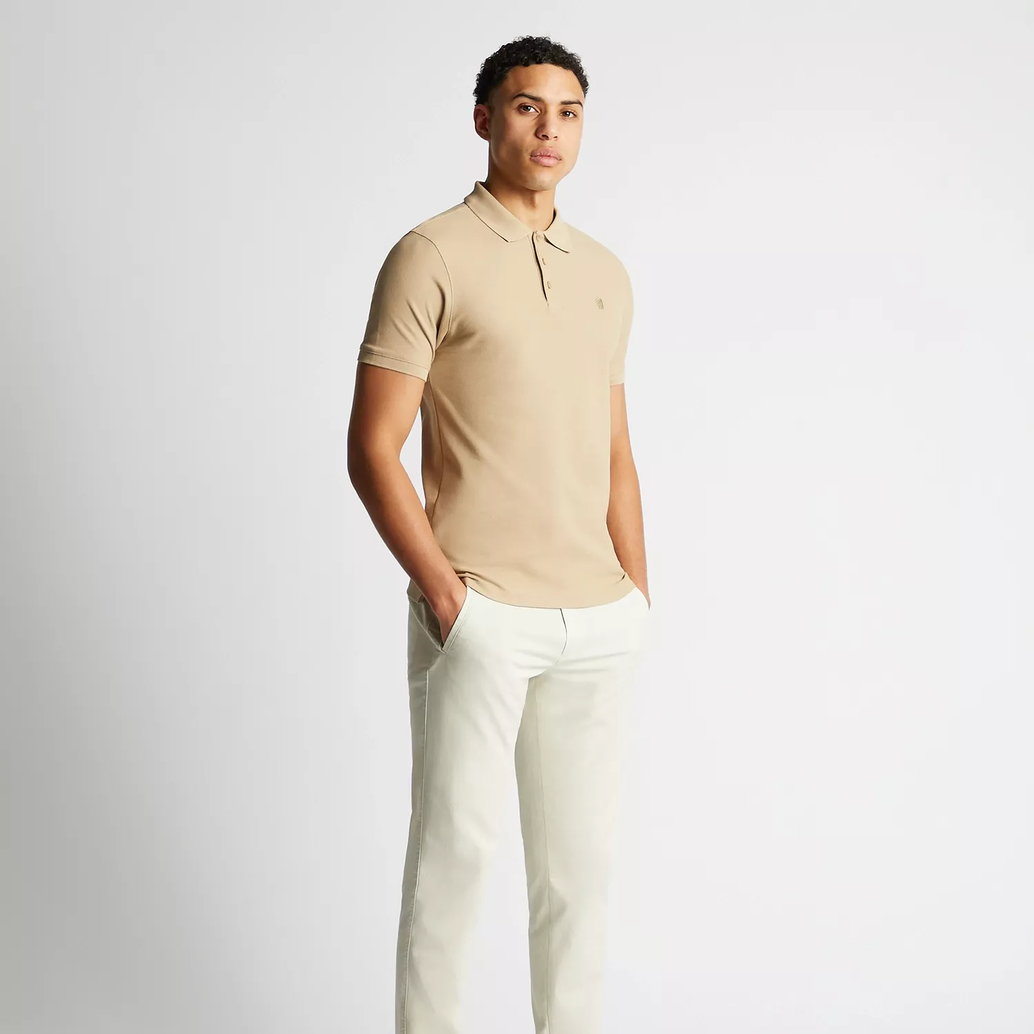Remus Uomo Cotton Pique Polo Shirt Beige