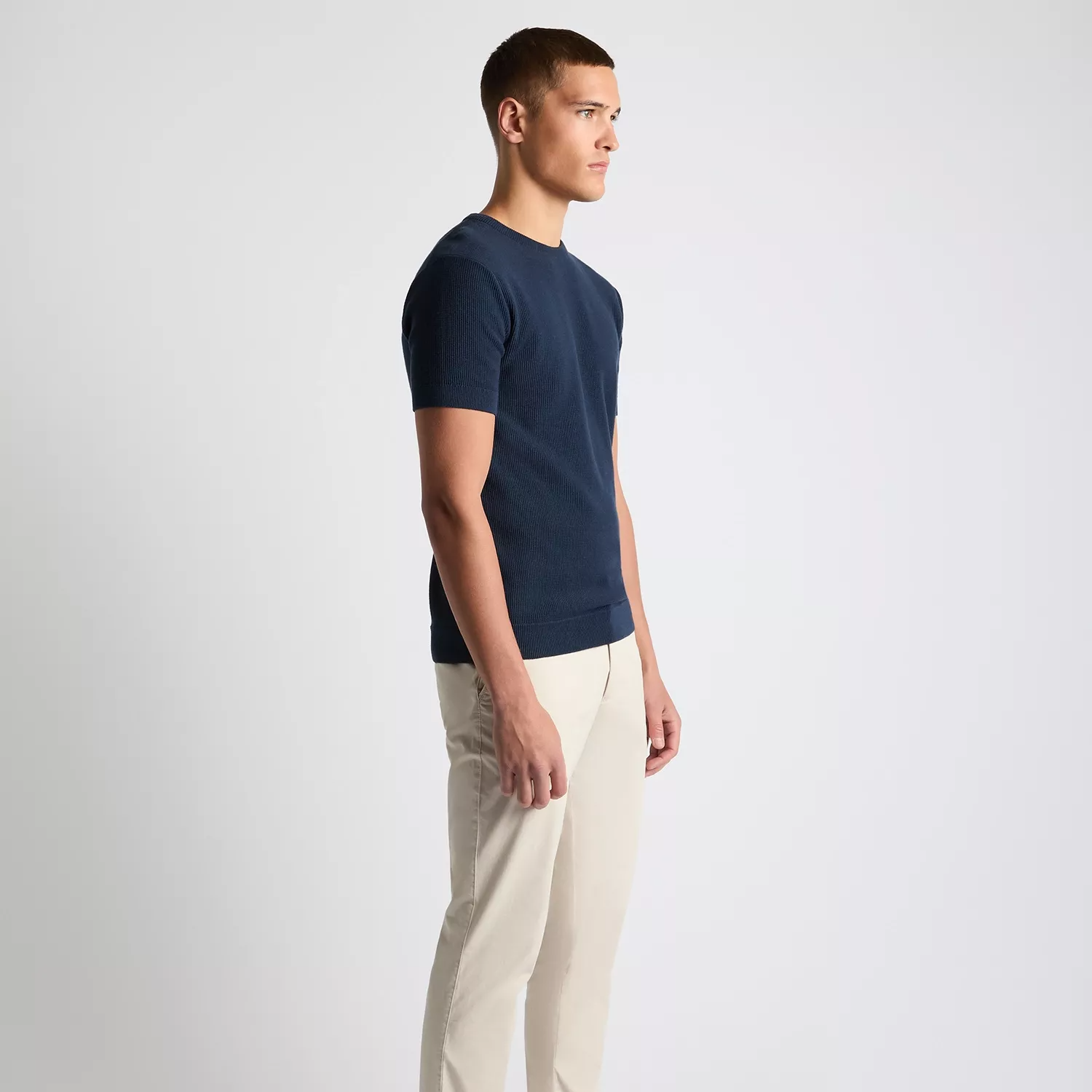 Remus Uomo Waffle Knit T-Shirt Navy