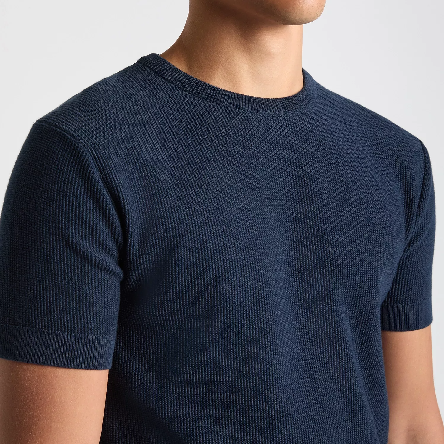 Remus Uomo Waffle Knit T-Shirt Navy