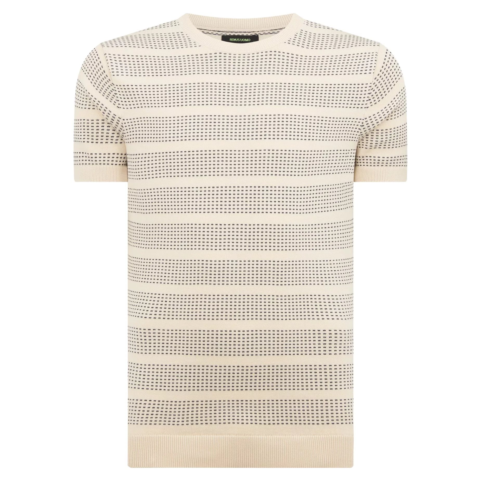 Remus Uomo Jacquard Knit T-Shirt Beige