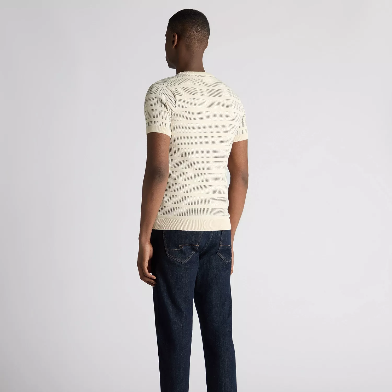 Remus Uomo Jacquard Knit T-Shirt Beige