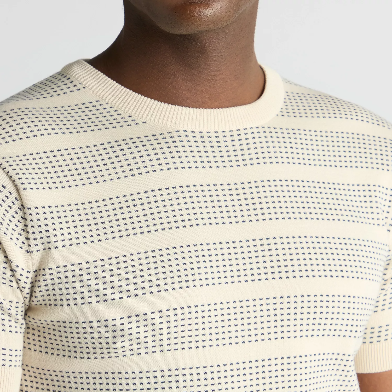 Remus Uomo Jacquard Knit T-Shirt Beige