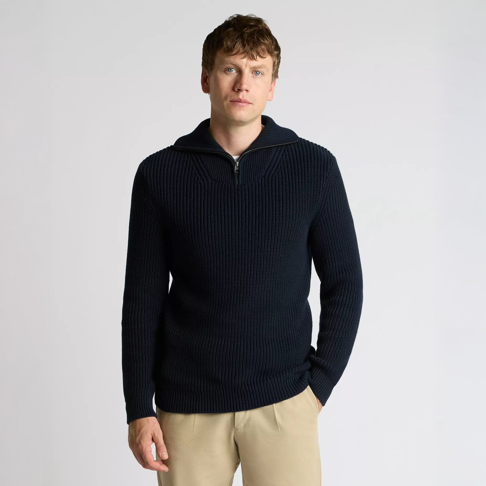 Remus Uomo Zip Neck Sweater Navy