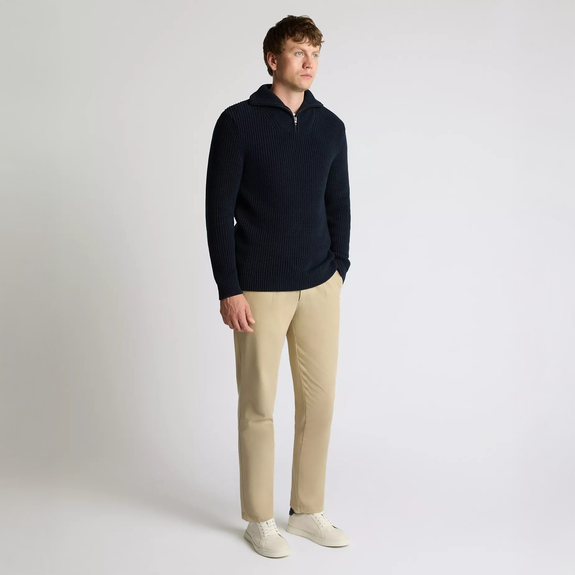 Remus Uomo Zip Neck Sweater Navy