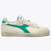 Diadora Game Low Leather Trainers White/Cyan