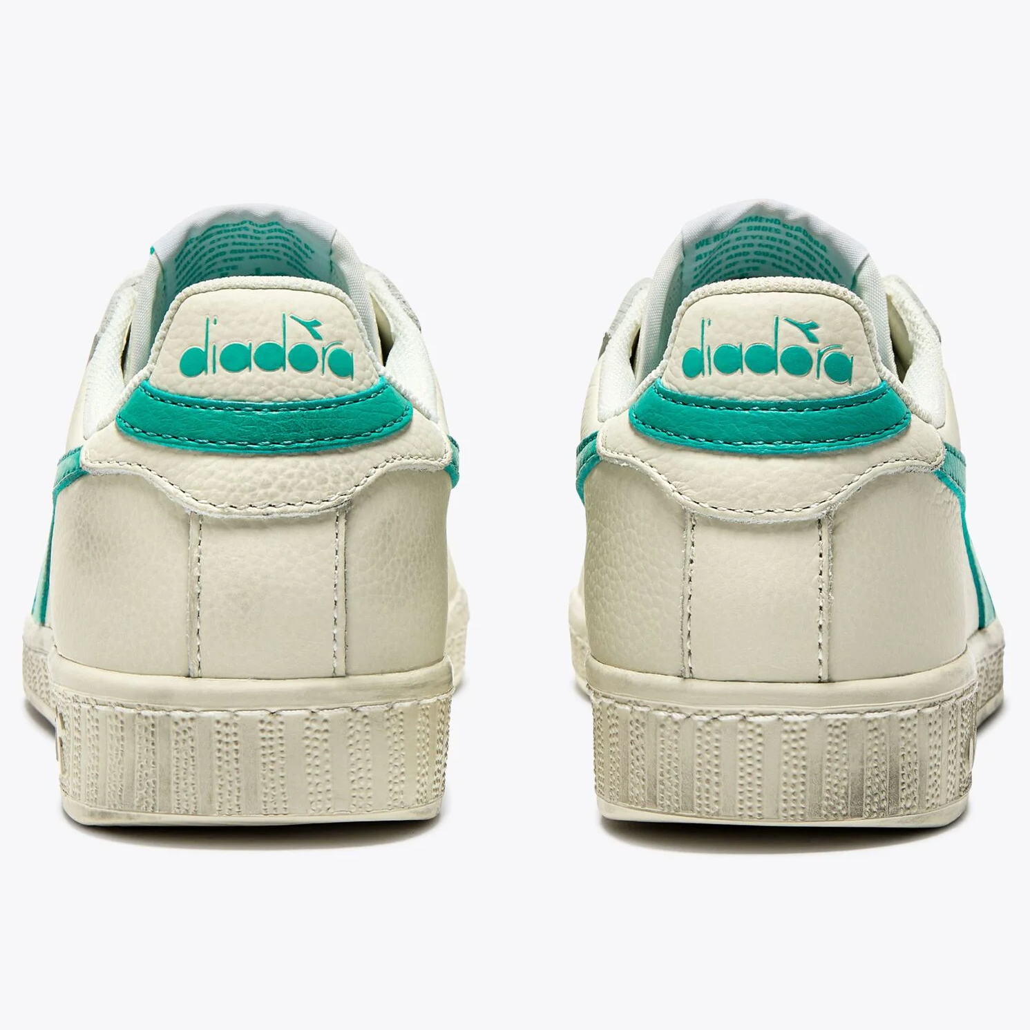 Diadora Game Low Leather Trainers White/Cyan