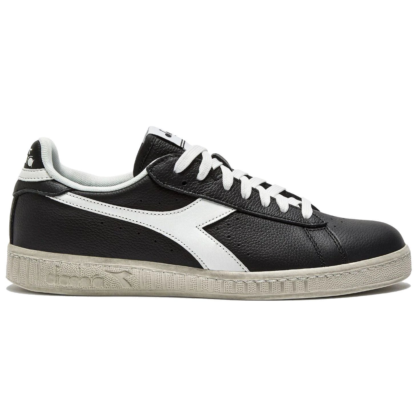 Men's Diadora Game Low Leather Trainers Black White – Urban