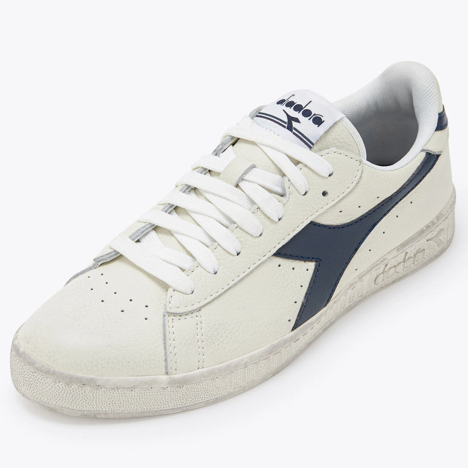 Diadora Game Low Leather Trainers White/Blue