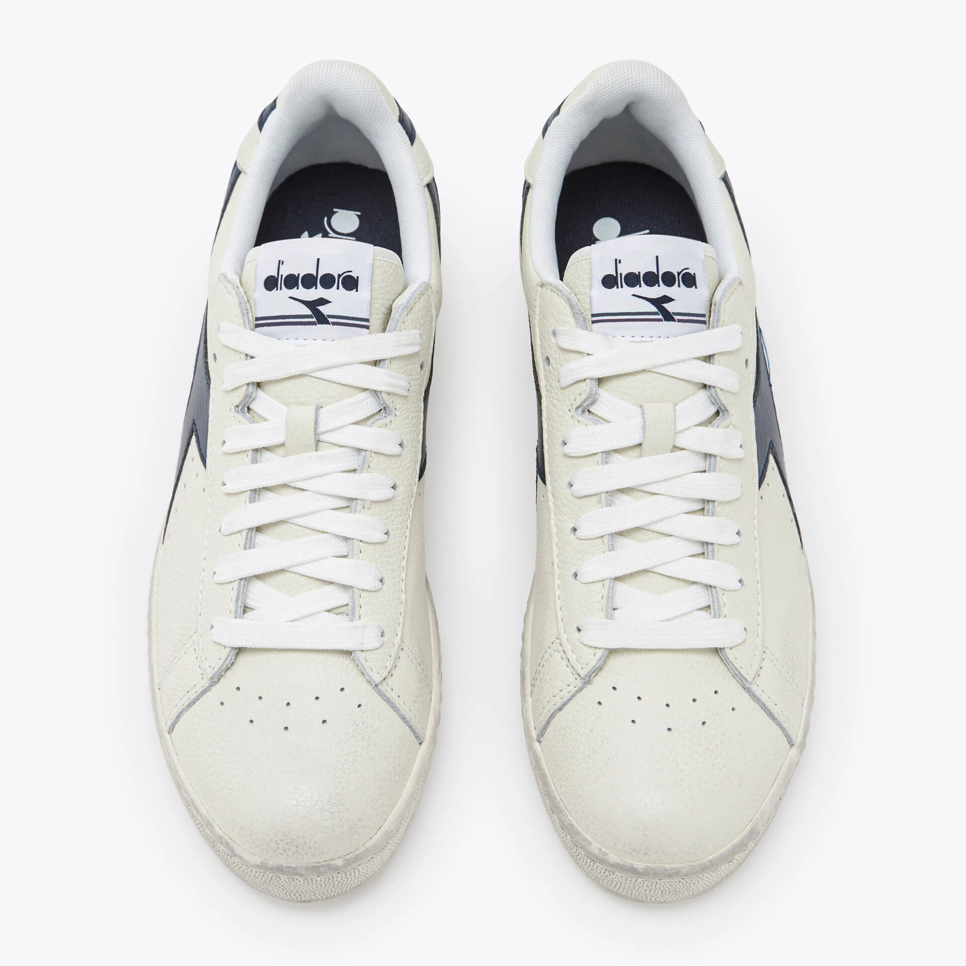 Diadora Game Low Leather Trainers White/Blue