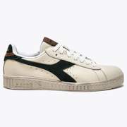 Diadora Game Low Leather Trainers White/Dark Green