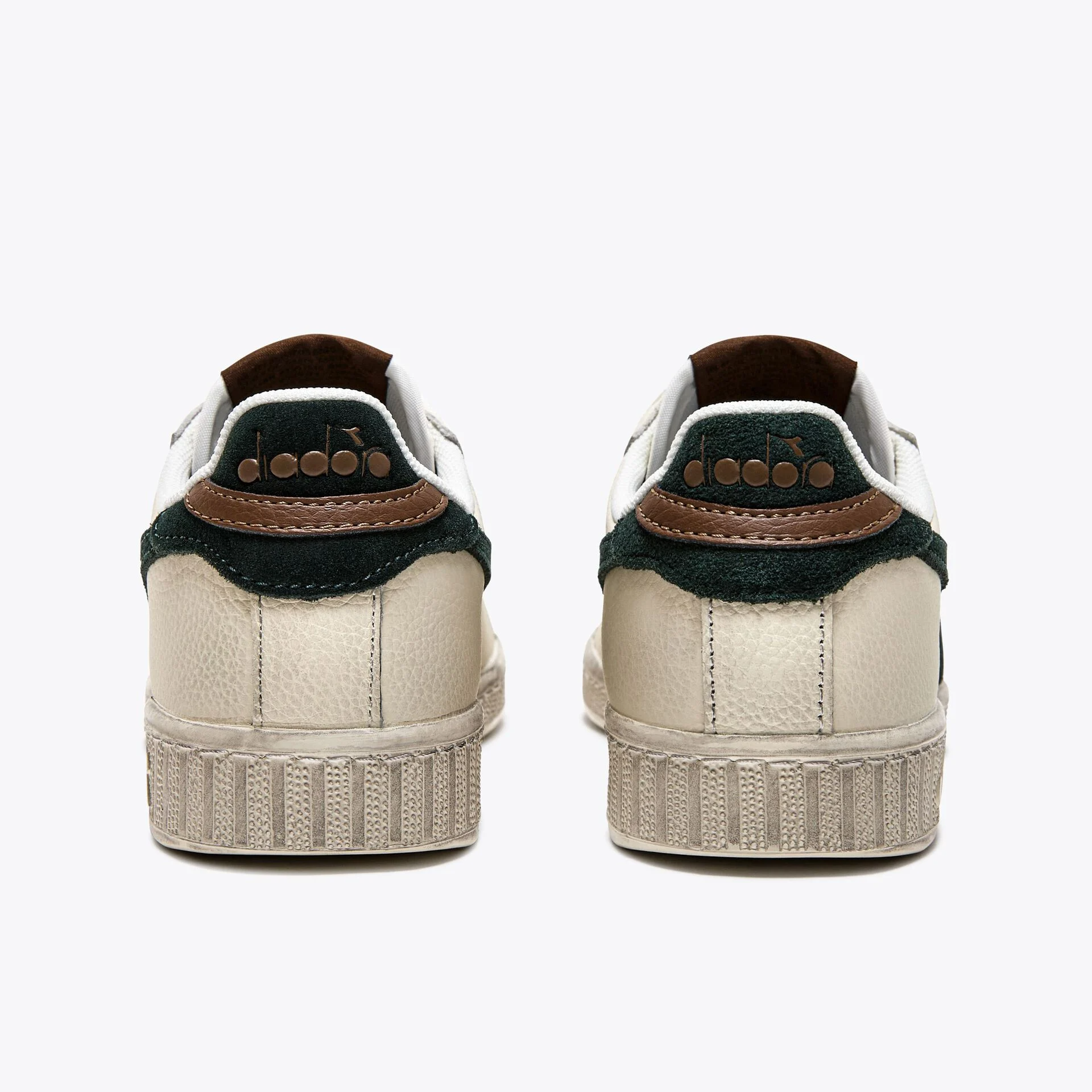 Diadora Game Low Leather Trainers White/Dark Green