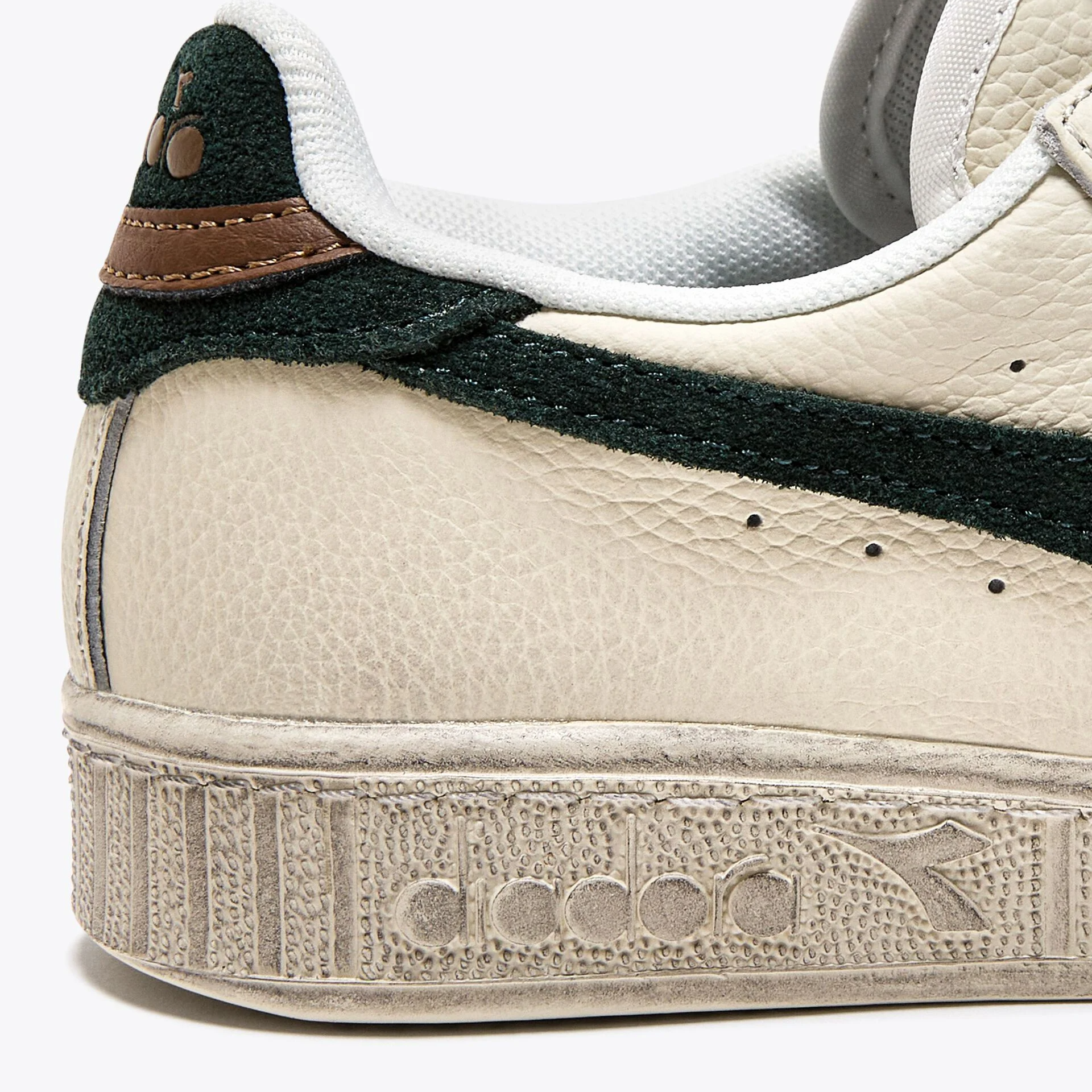 Diadora Game Low Leather Trainers White/Dark Green