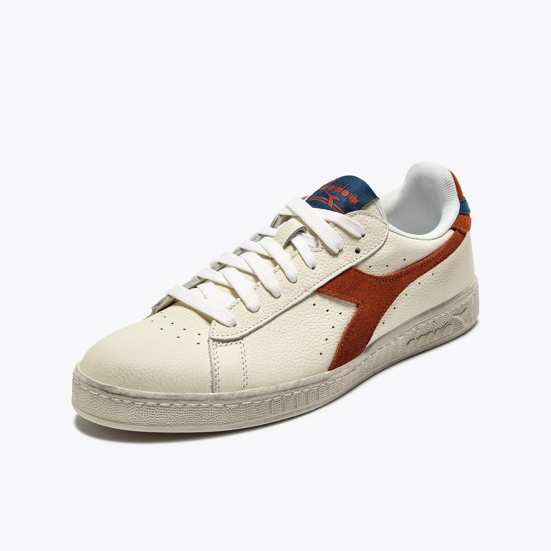 Diadora Game Low Suede Trainers White/Rust
