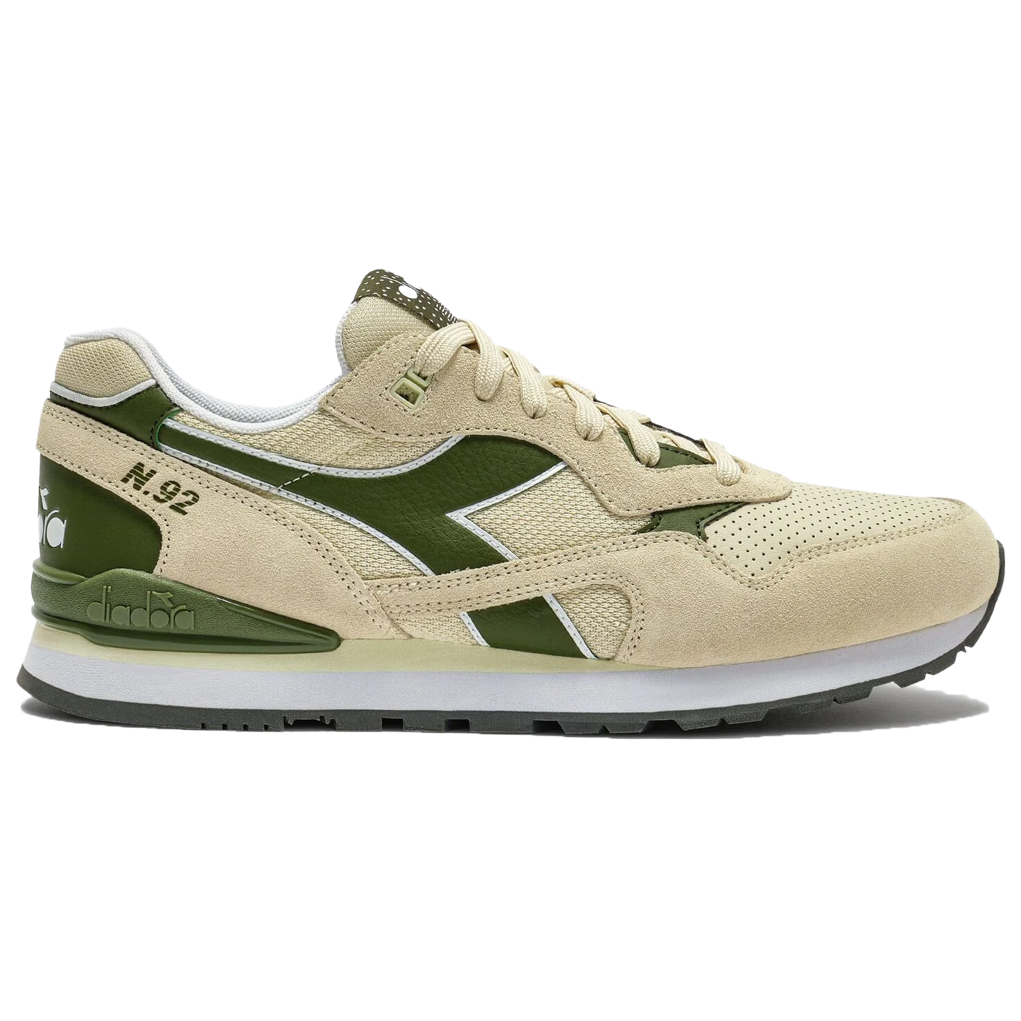 Men's Diadora N92 Advance Retro Trainers - Pesto Green & Beige