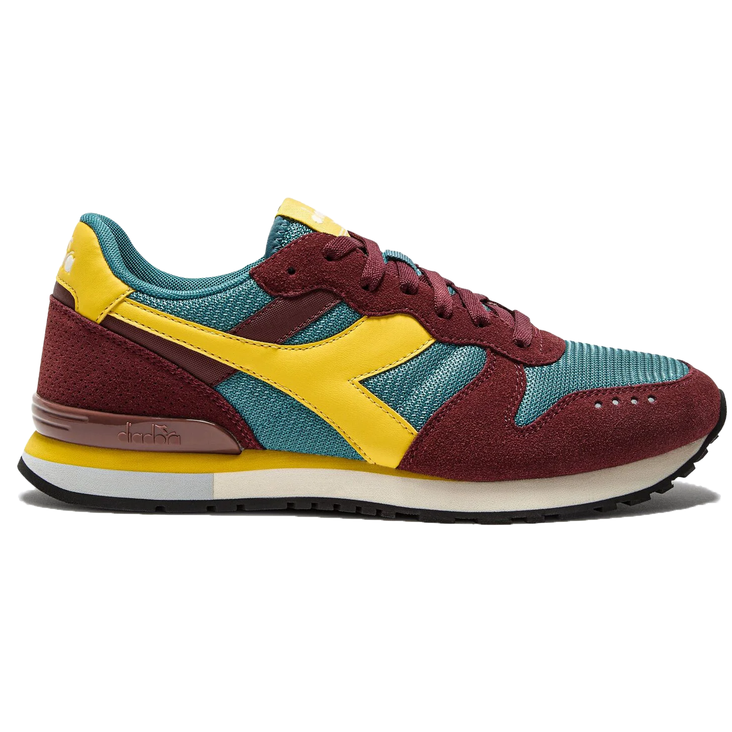 Men's Diadora Camaro M2 Retro Trainers Burgundy, Blue Yellow