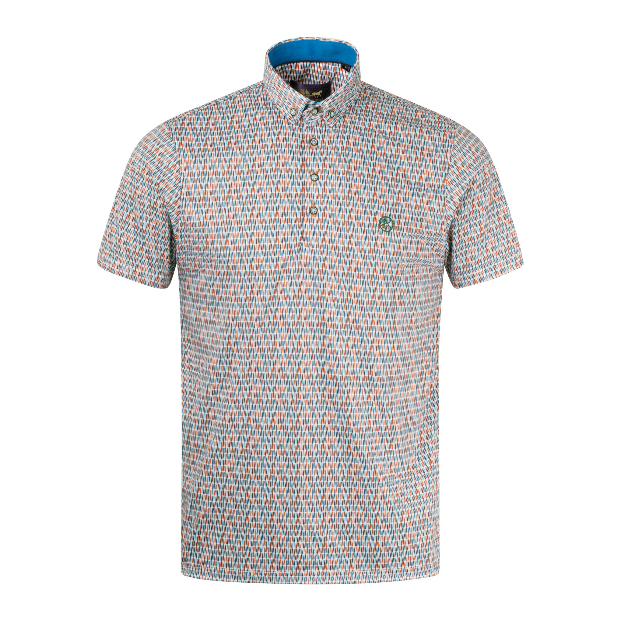 Men's Arthur & Russell Crazy Print Polo Shirt - Orange & Blue