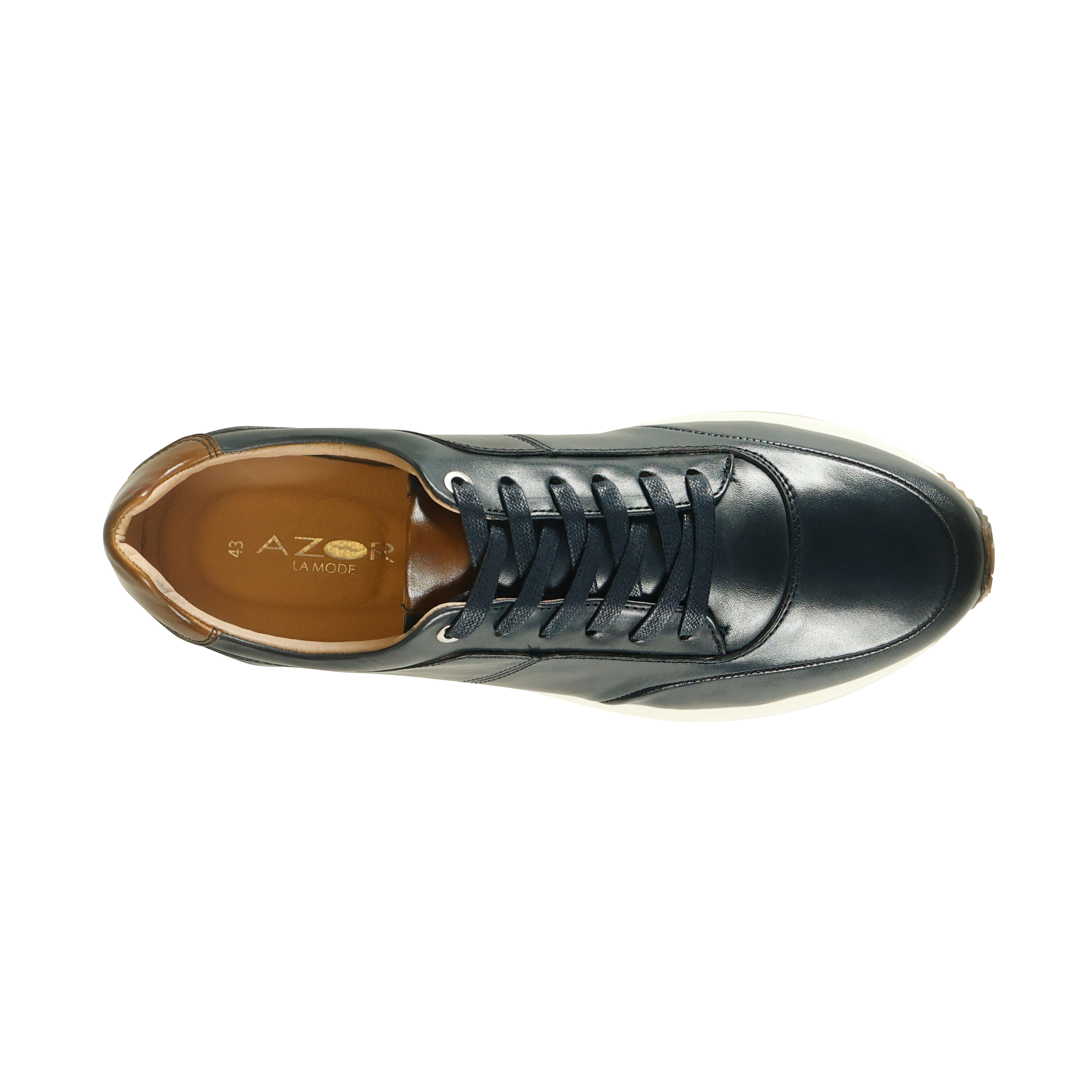 Azor la Mode Calabria Navy Leather Trainers