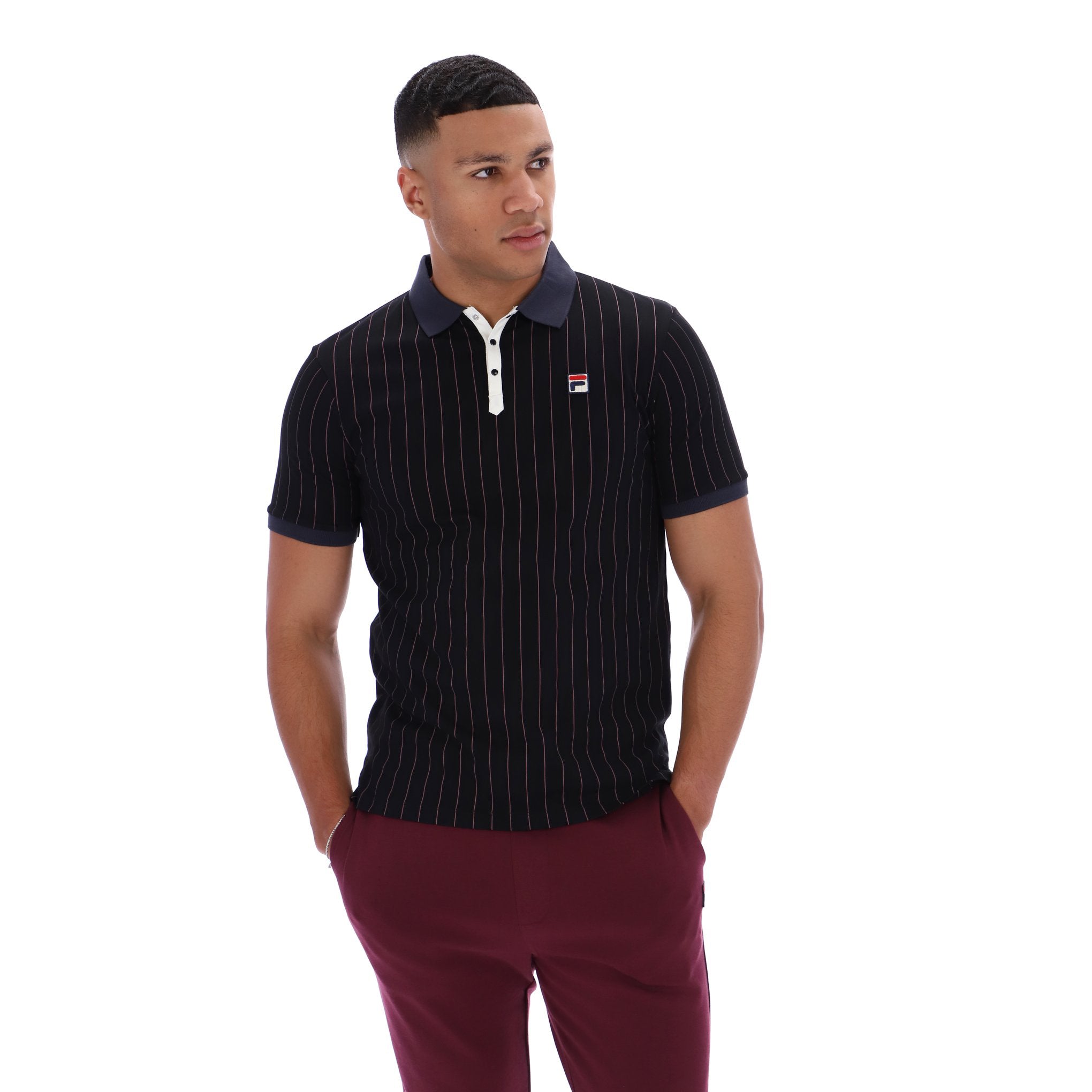 Fila Vintage BB1 Striped Polo Shirt Black