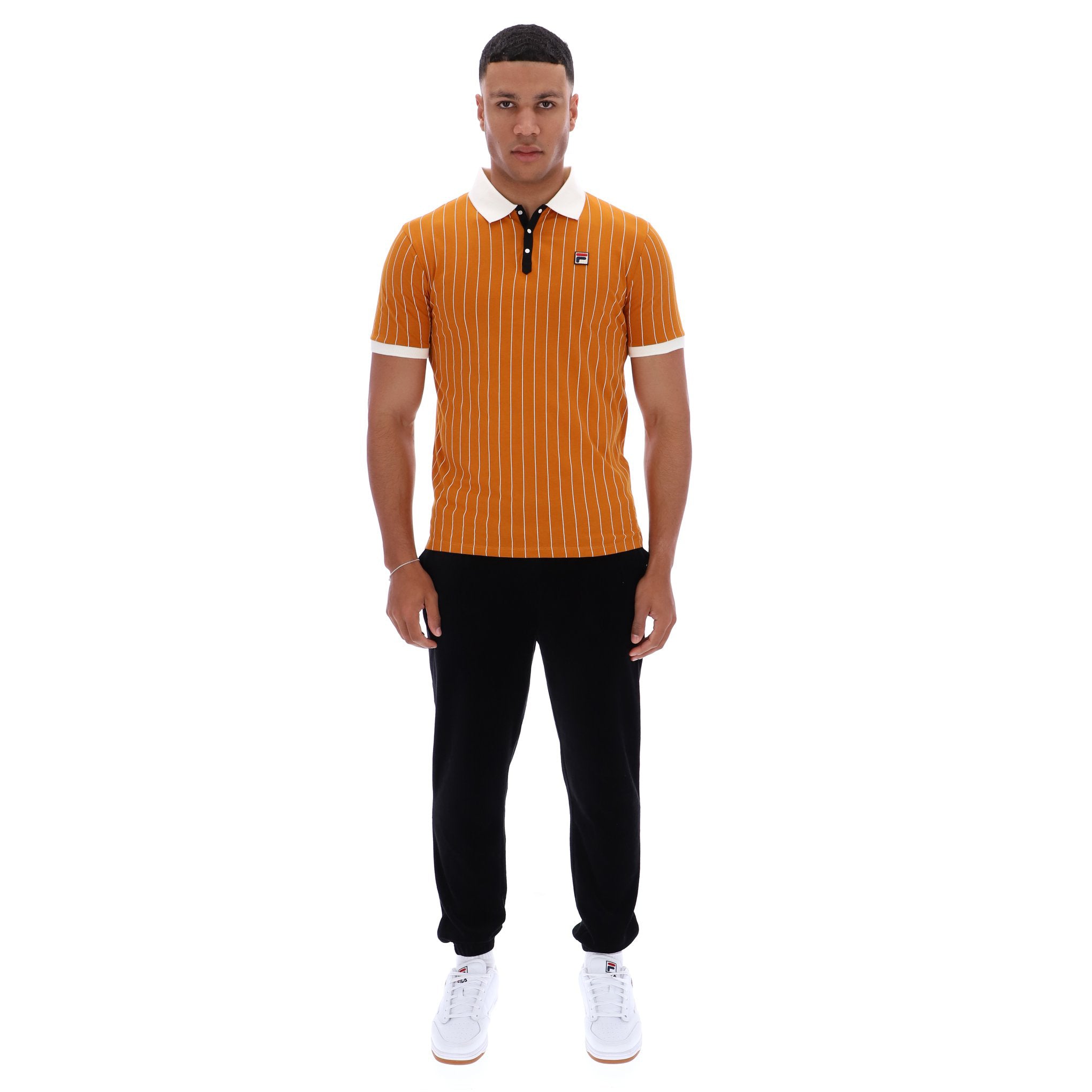 Fila Vintage BB1 Striped Polo Shirt Orange