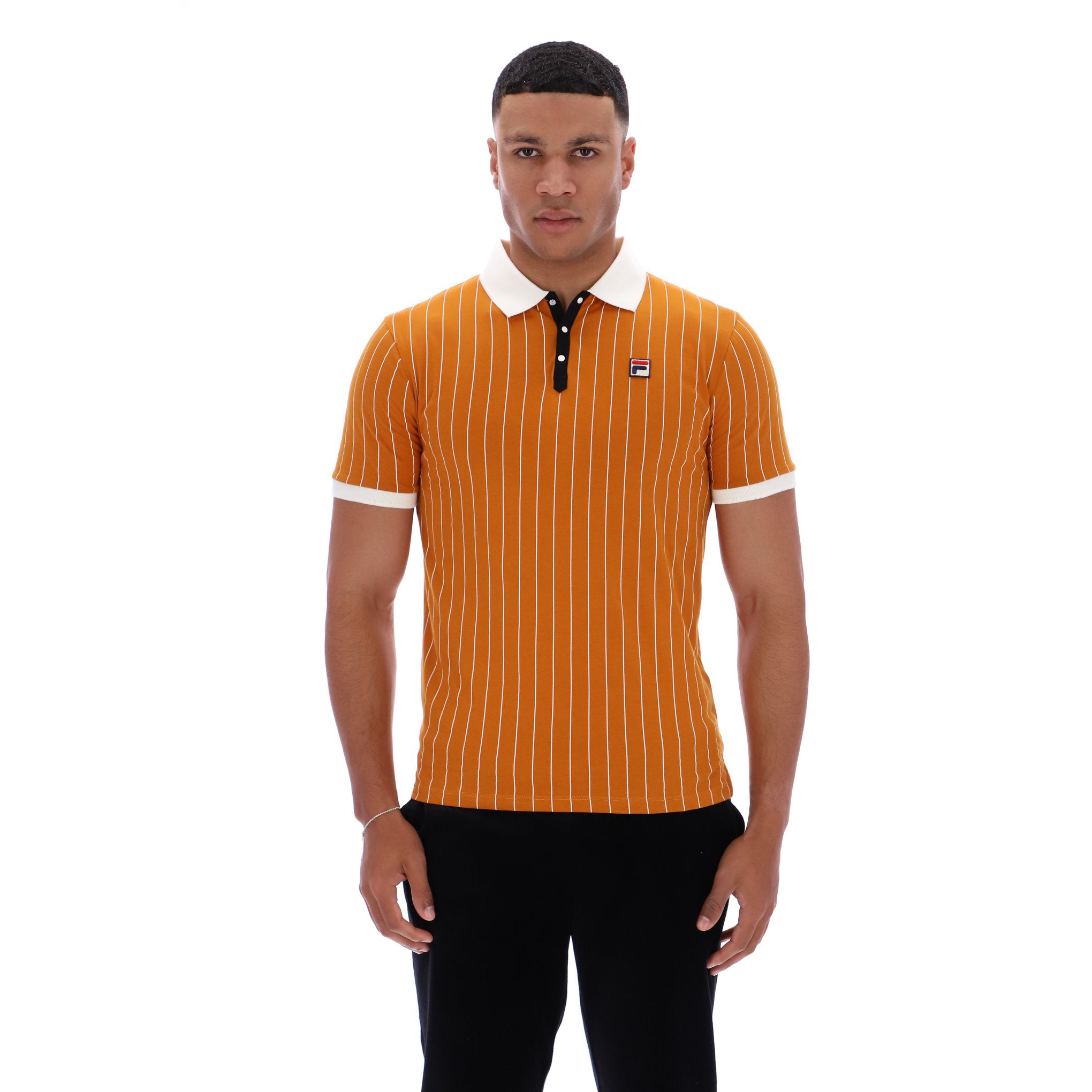 Fila Vintage BB1 Striped Polo Shirt Orange