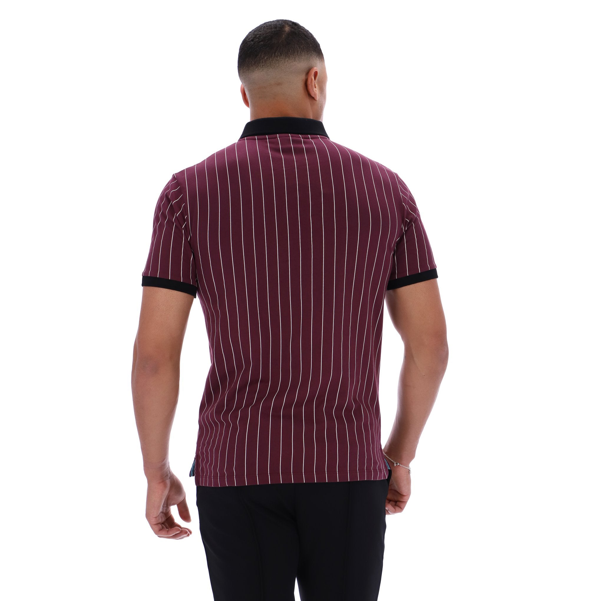 Fila Vintage BB1 Striped Polo Shirt Claret