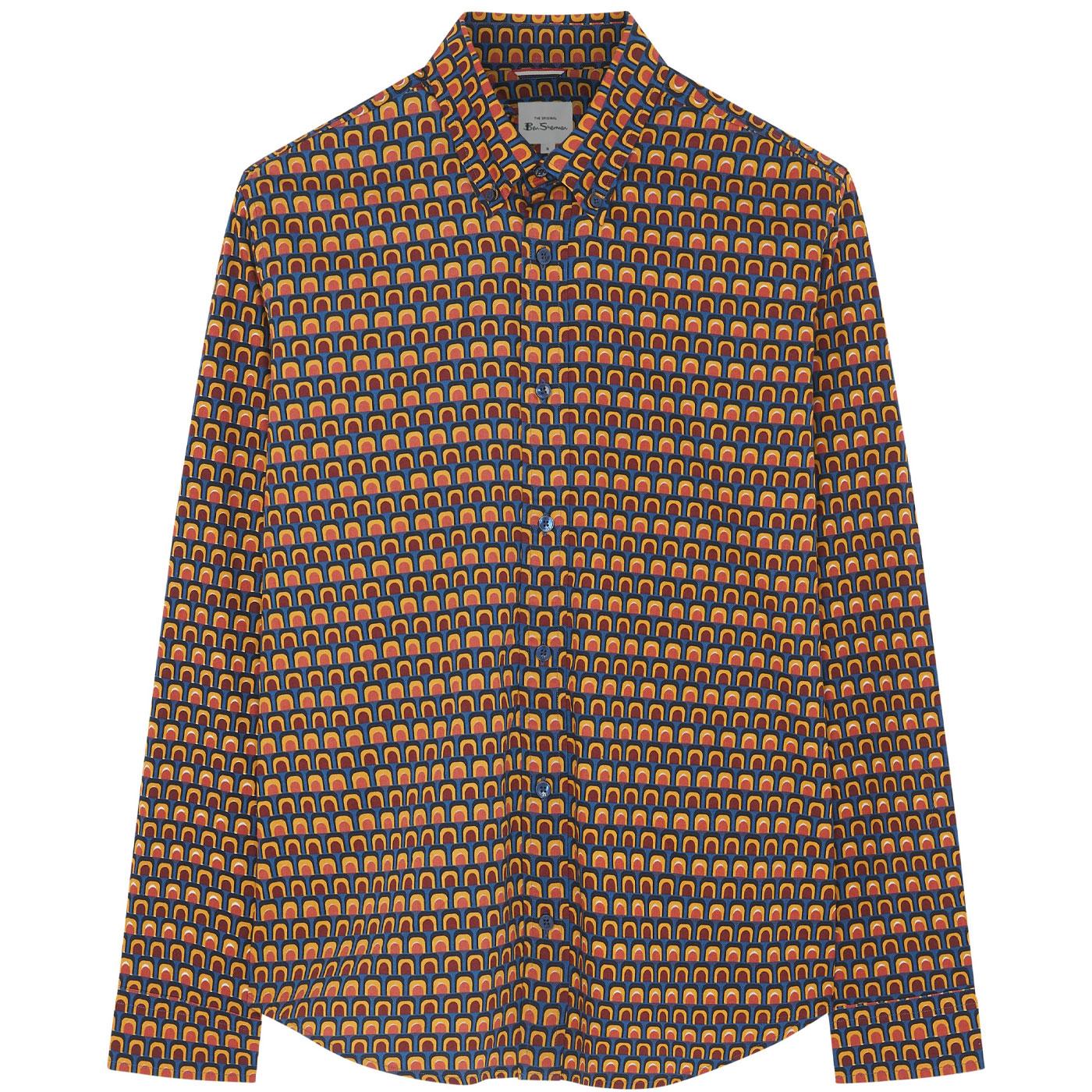 Ben Sherman Retro Pattern 70s Shirt - Navy Blue - Men's – Urban