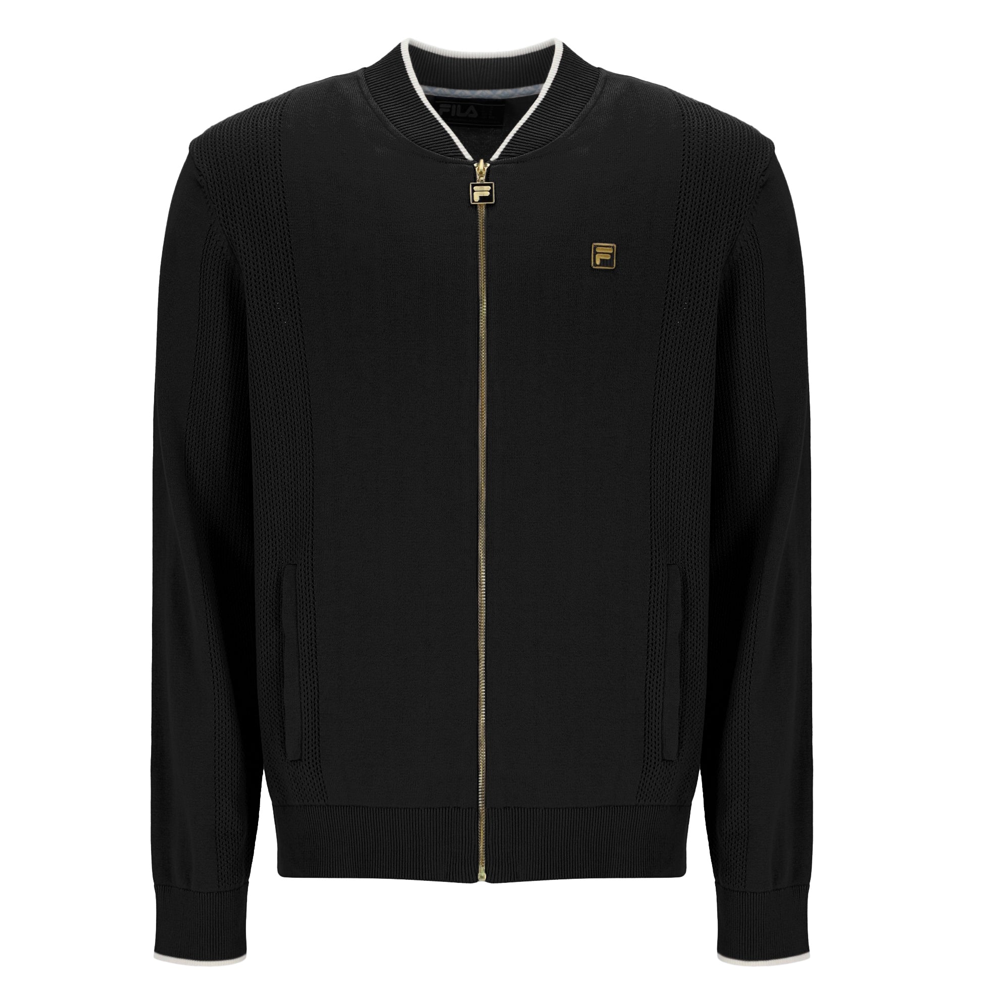 Fila Gold Ferguson Knitted Pointelle Classic Track Top Black