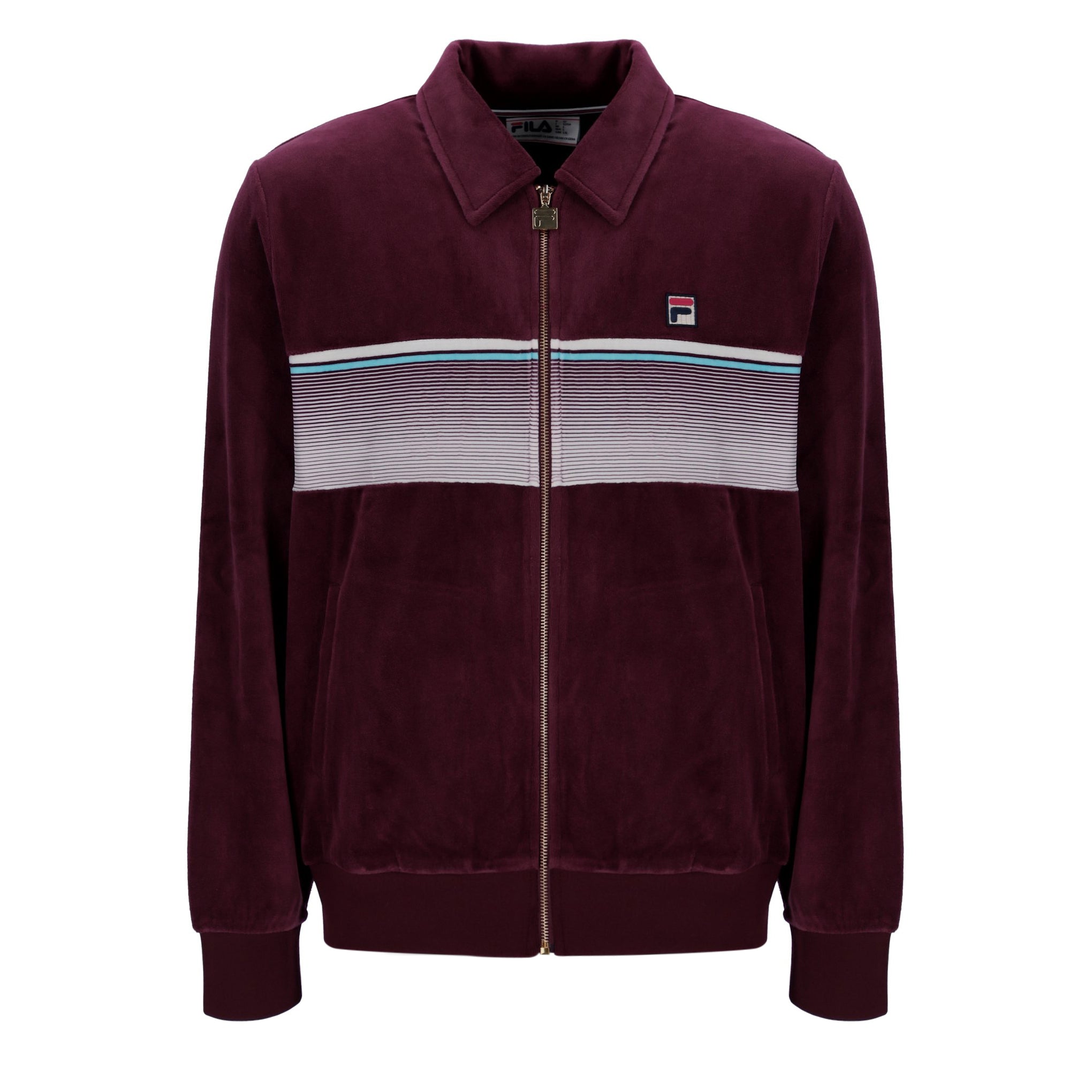 Fila Vintage Malakai Velour Track Top Burgundy