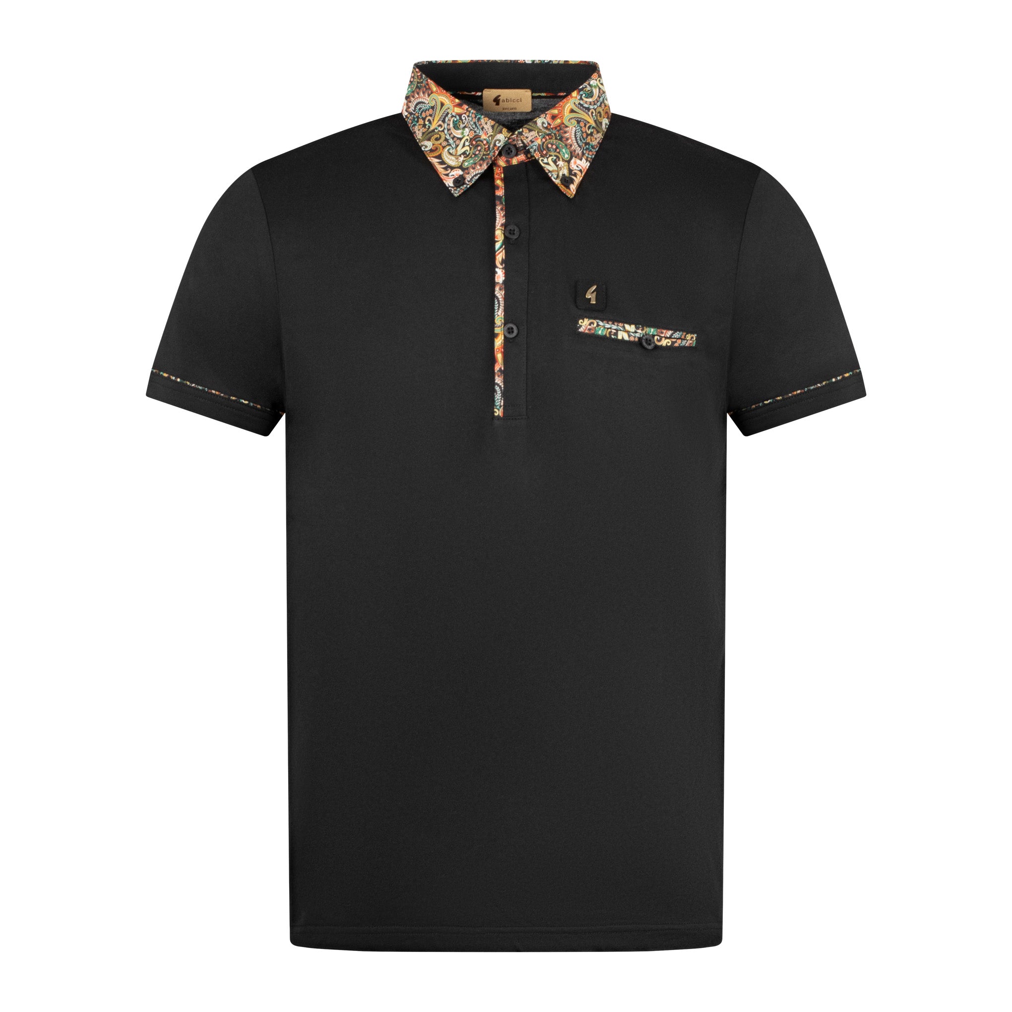 Gabicci Vintage Paisley Polo Shirt Black