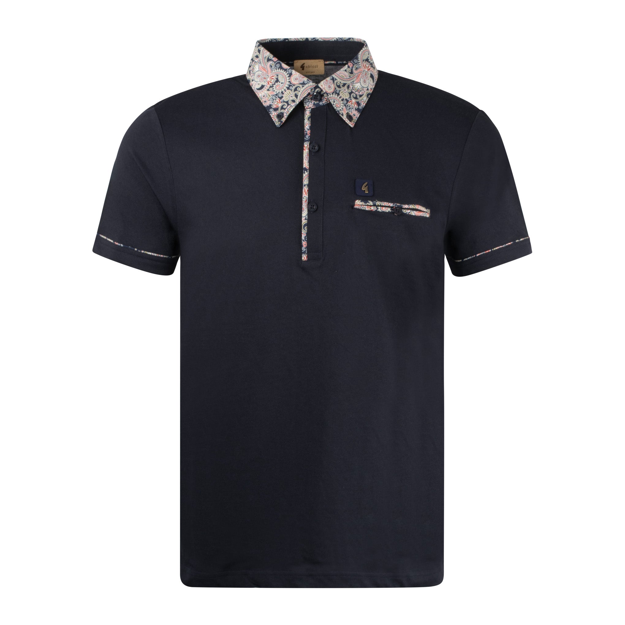 Gabicci Vintage Paisley Polo Shirt Navy