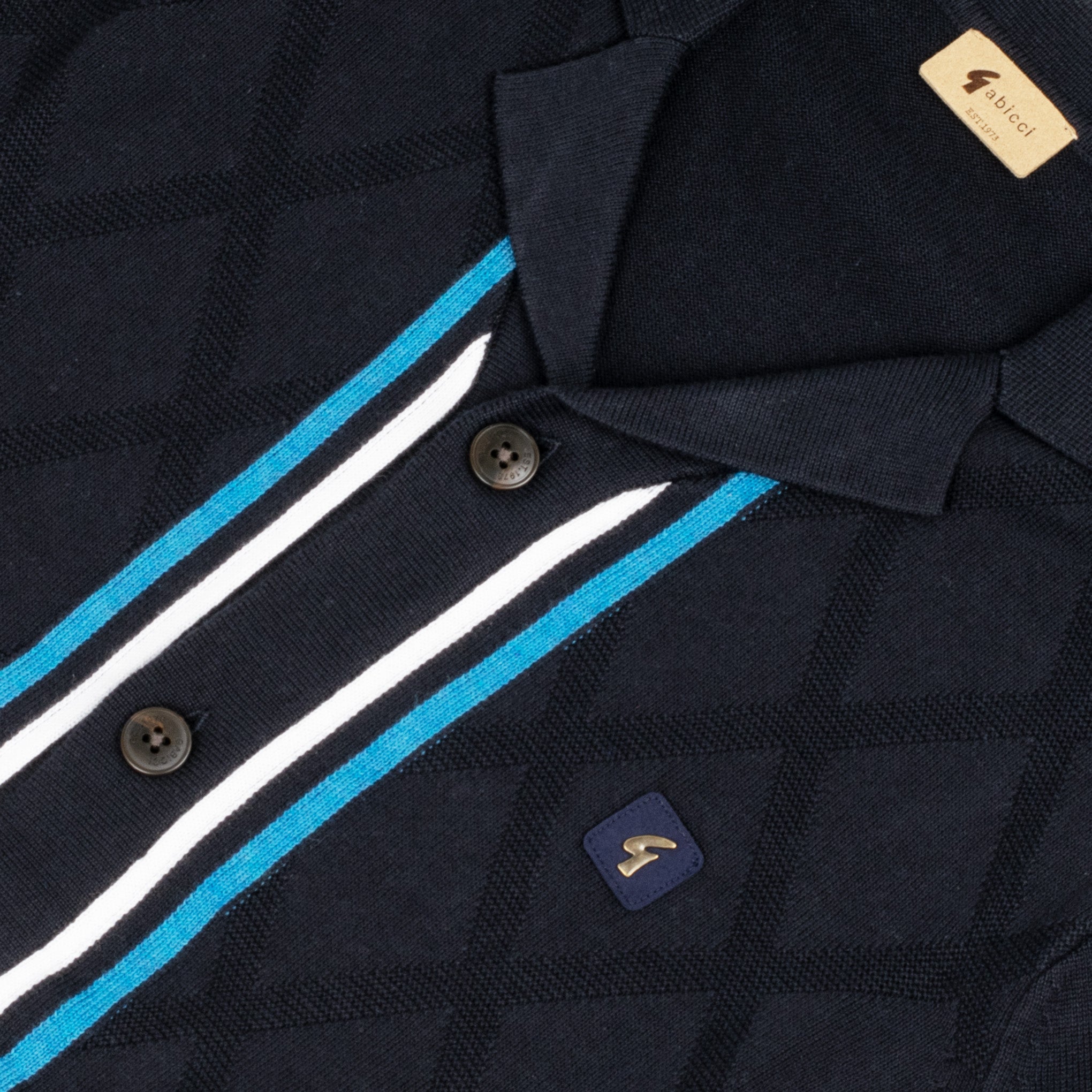 Gabicci Vintage Ross Knit Shirt Navy