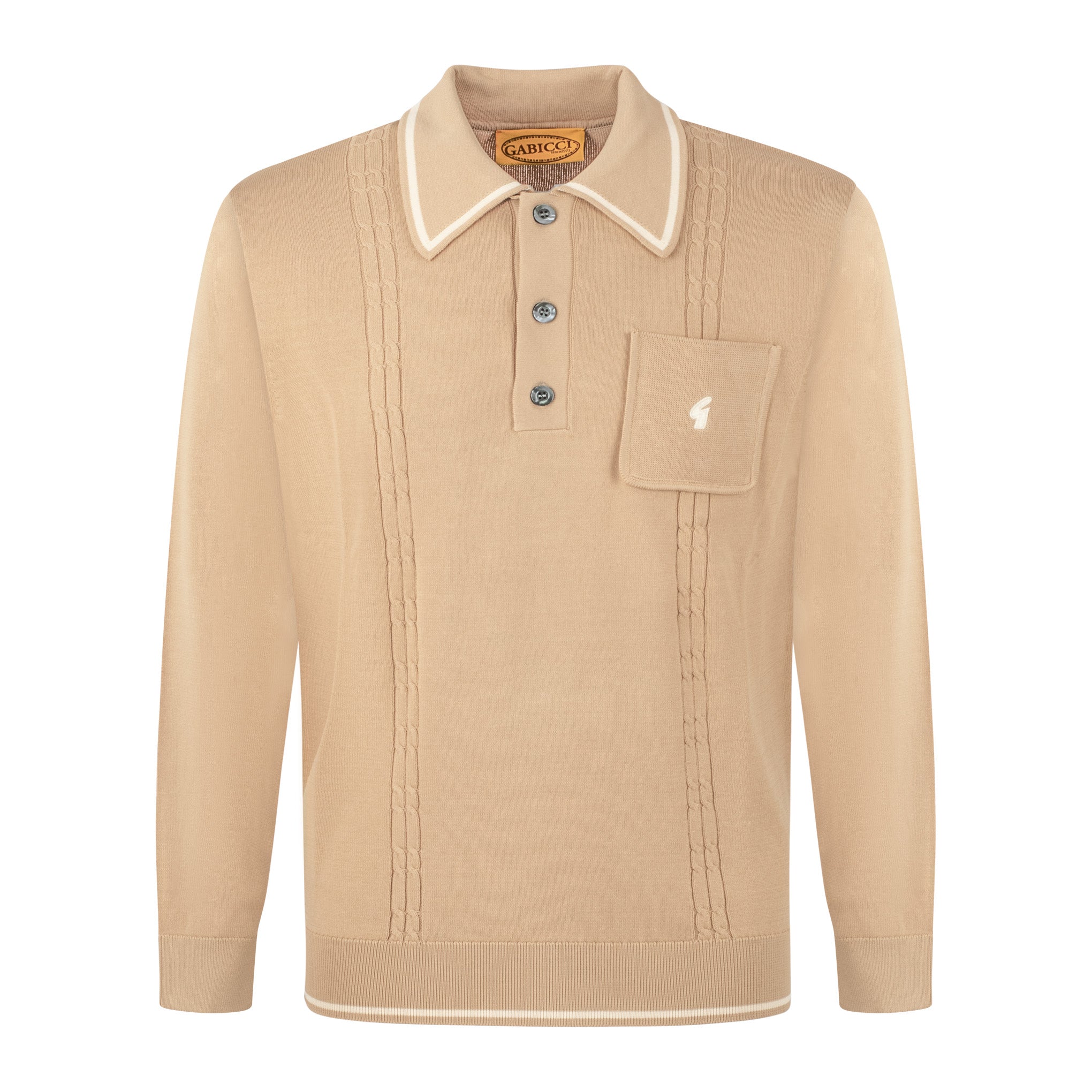 Gabicci Archive Ned Knit Polo Beige