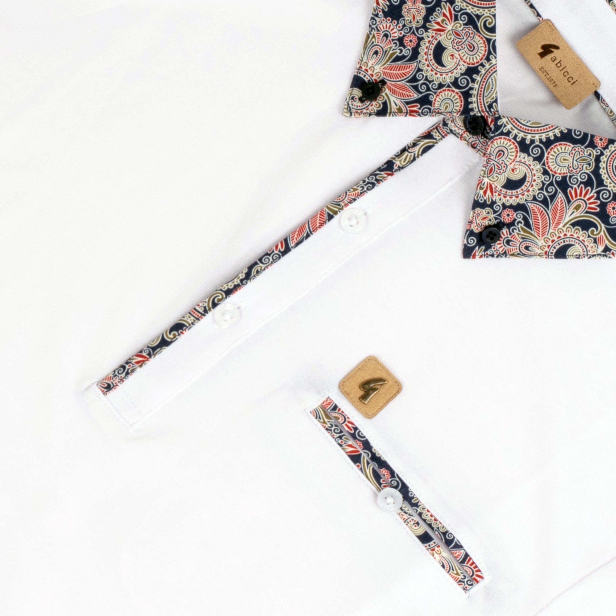 Gabicci Vintage Paisley Polo Shirt White