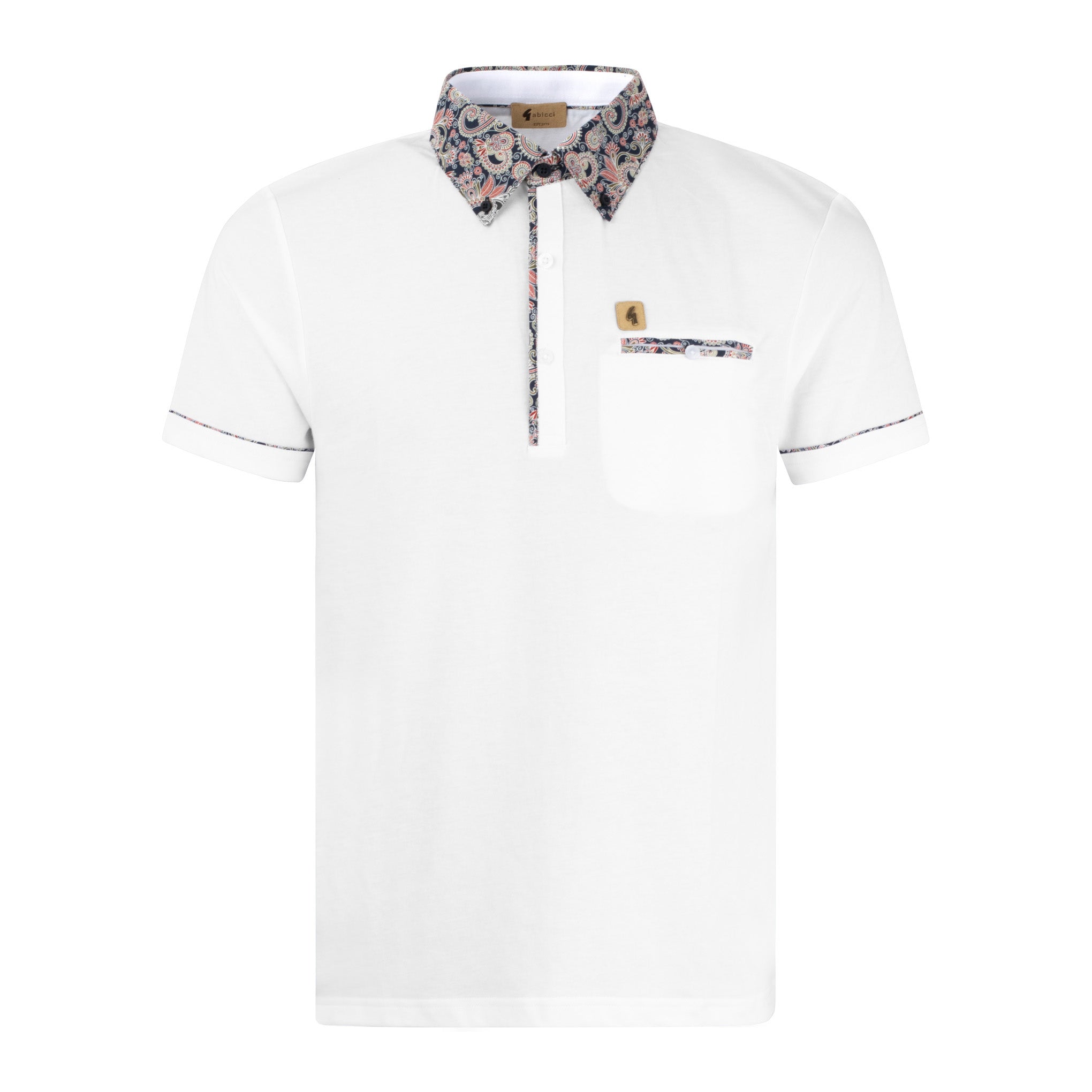 Gabicci Vintage Paisley Polo Shirt White