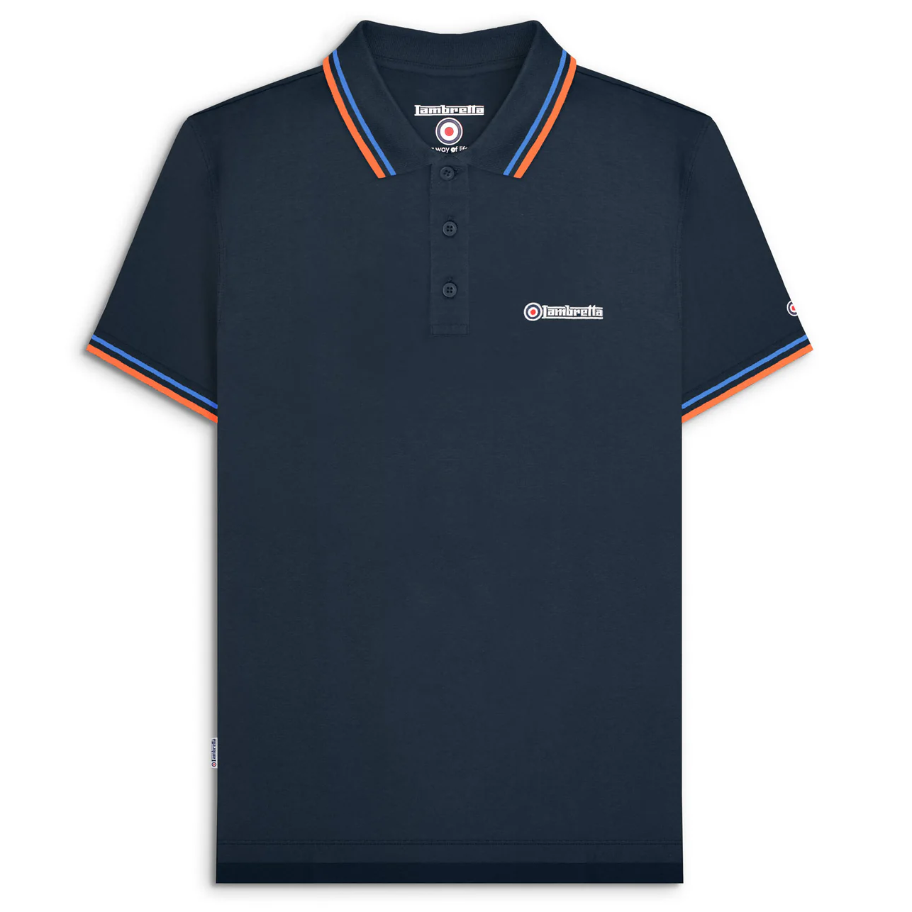 Lambretta Twin Tip Polo Shirt Navy/Orange